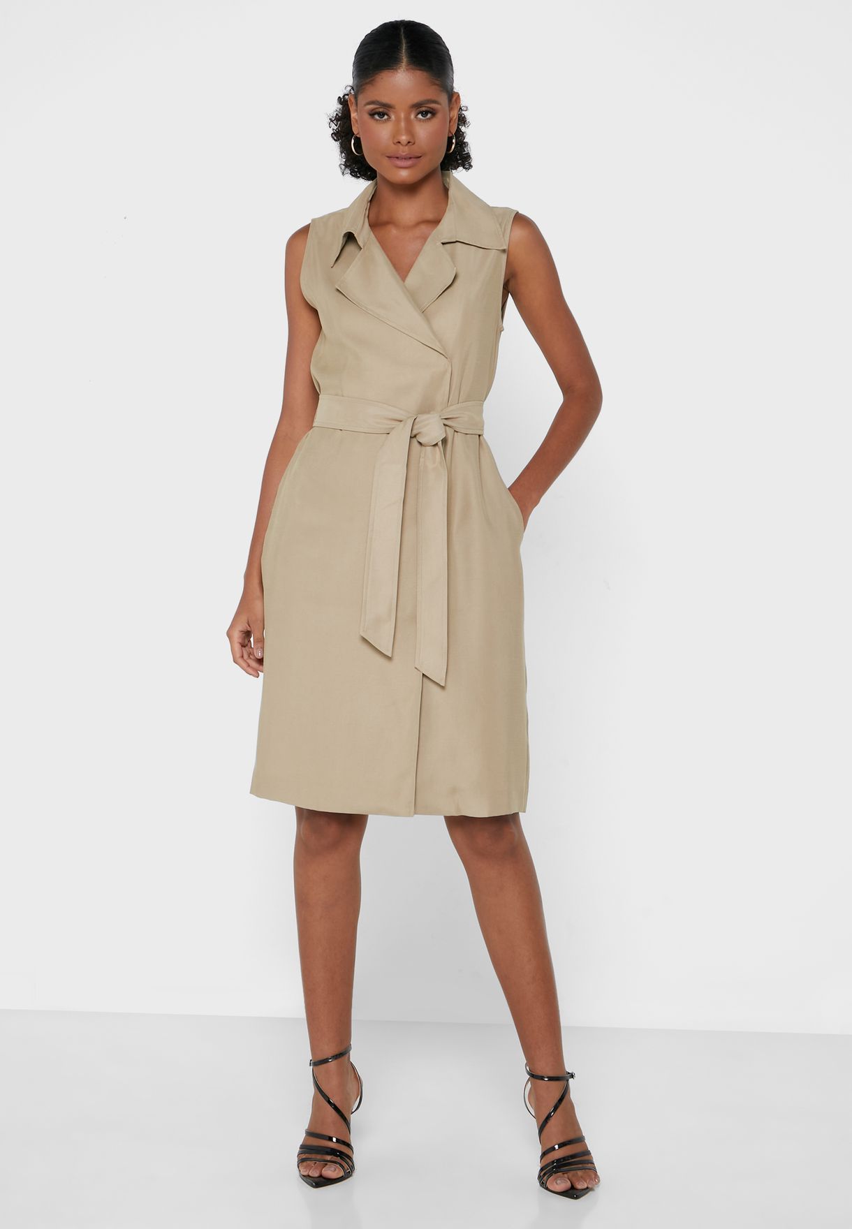 Buy Sacoor Brothers beige Knitted Wrap Dress for Women in MENA, Worldwide