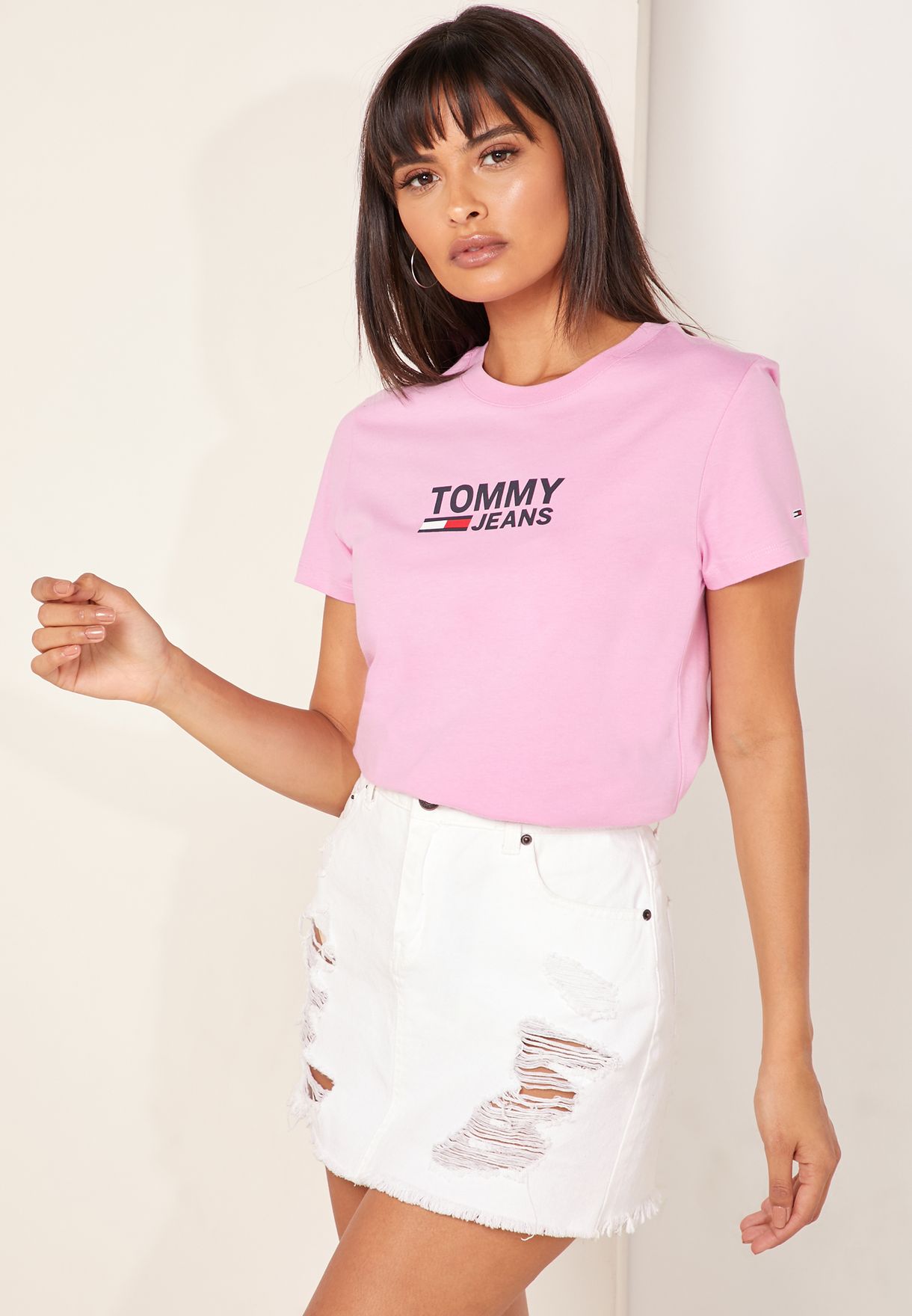 Buy Tommy Jeans pink Logo T-Shirt for 