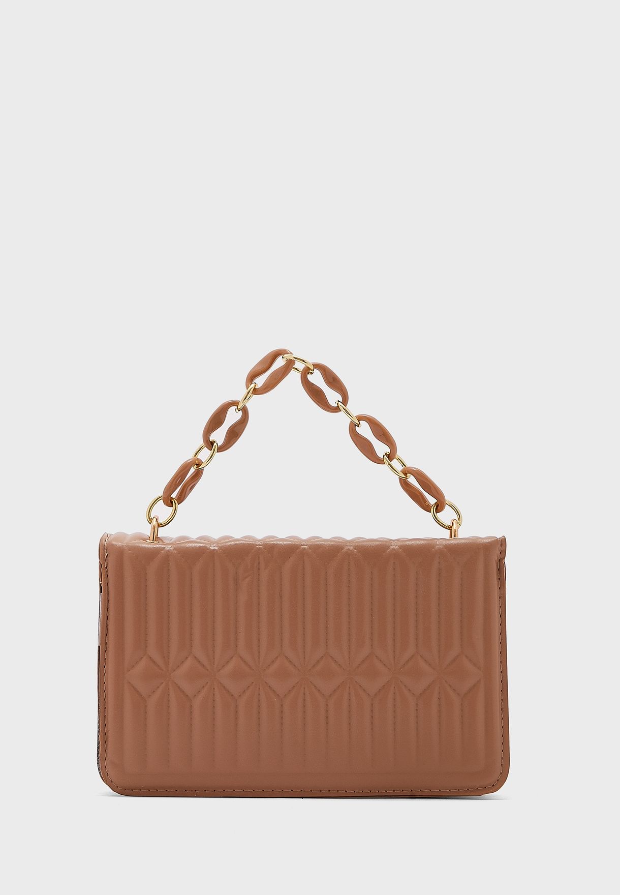 Diamond Quilted Chain Detail Crossbody Bag 