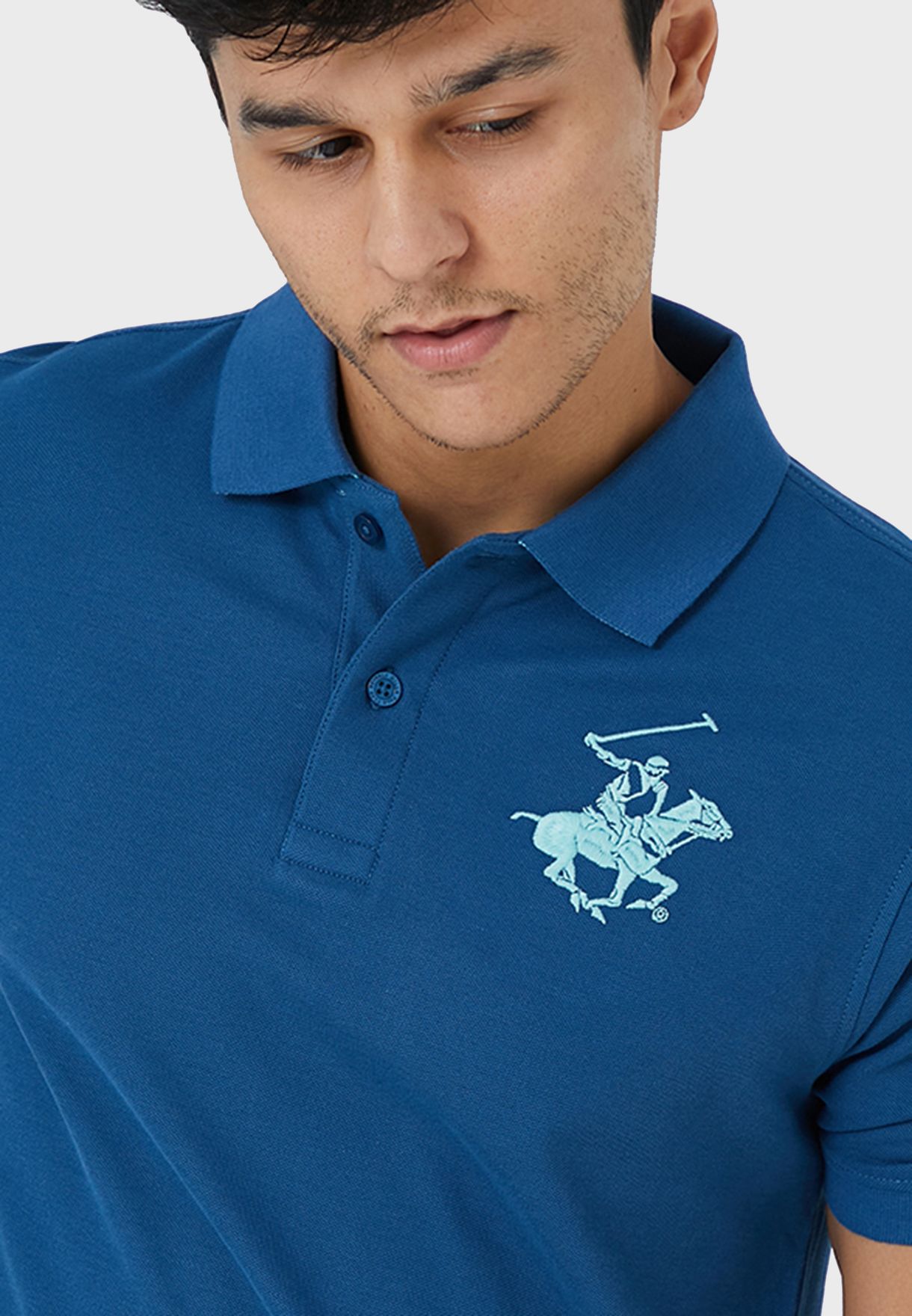 Buy Beverly Hills Polo Club blue Embroidered Logo Polo for Men in Riyadh,  Jeddah