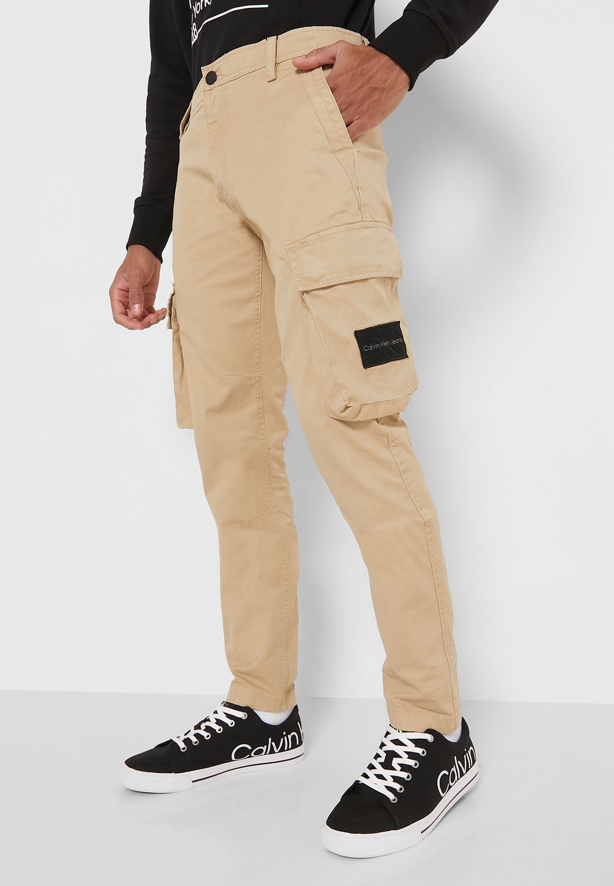 Buy Calvin Klein Jeans khaki Essential Skinny Fit Cargo Pants for Men in  Dubai, Abu Dhabi