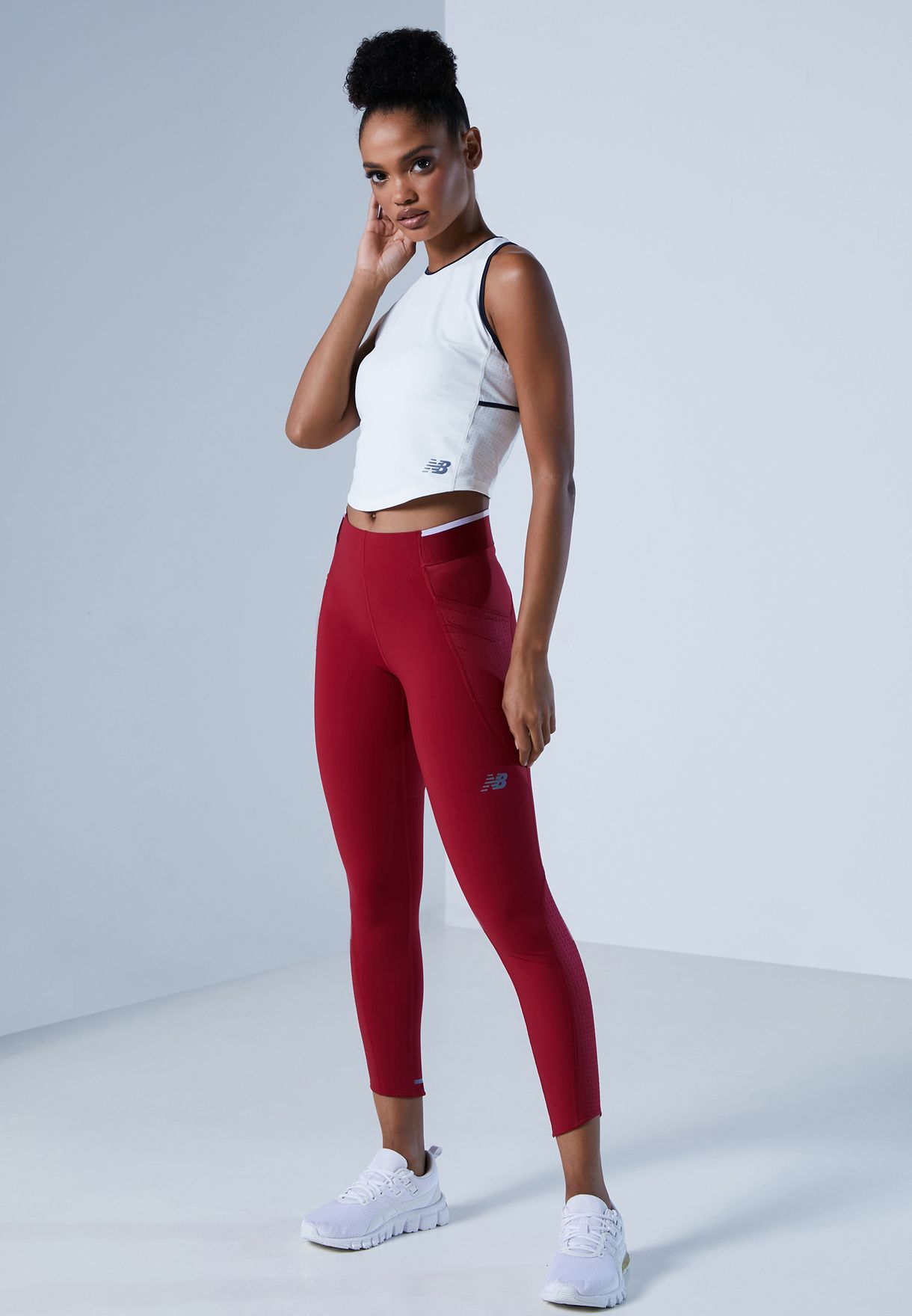 New Balance red Q Speed Fuel 7/8 Tights 