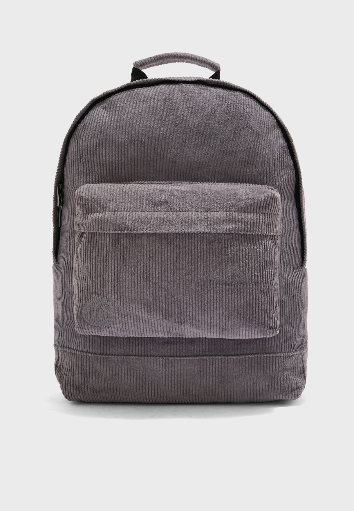 grey corduroy backpack