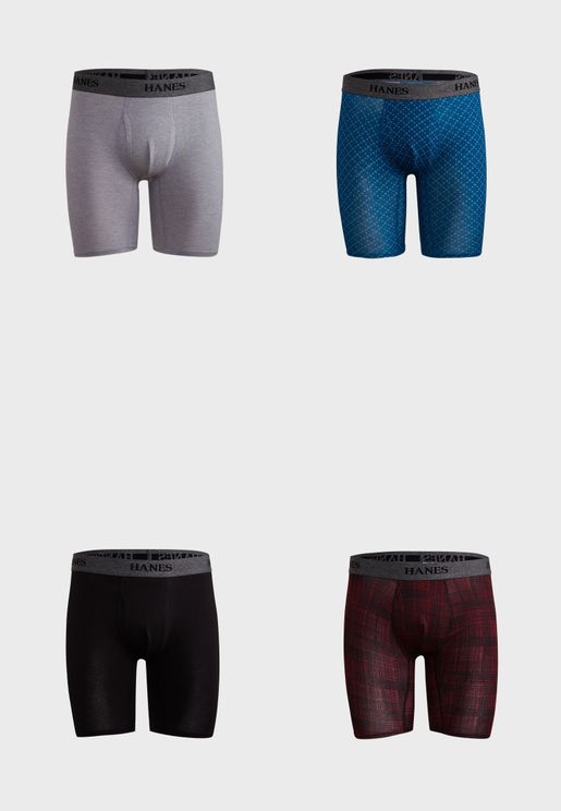 4 Pack Assorted Logo Band Trunks