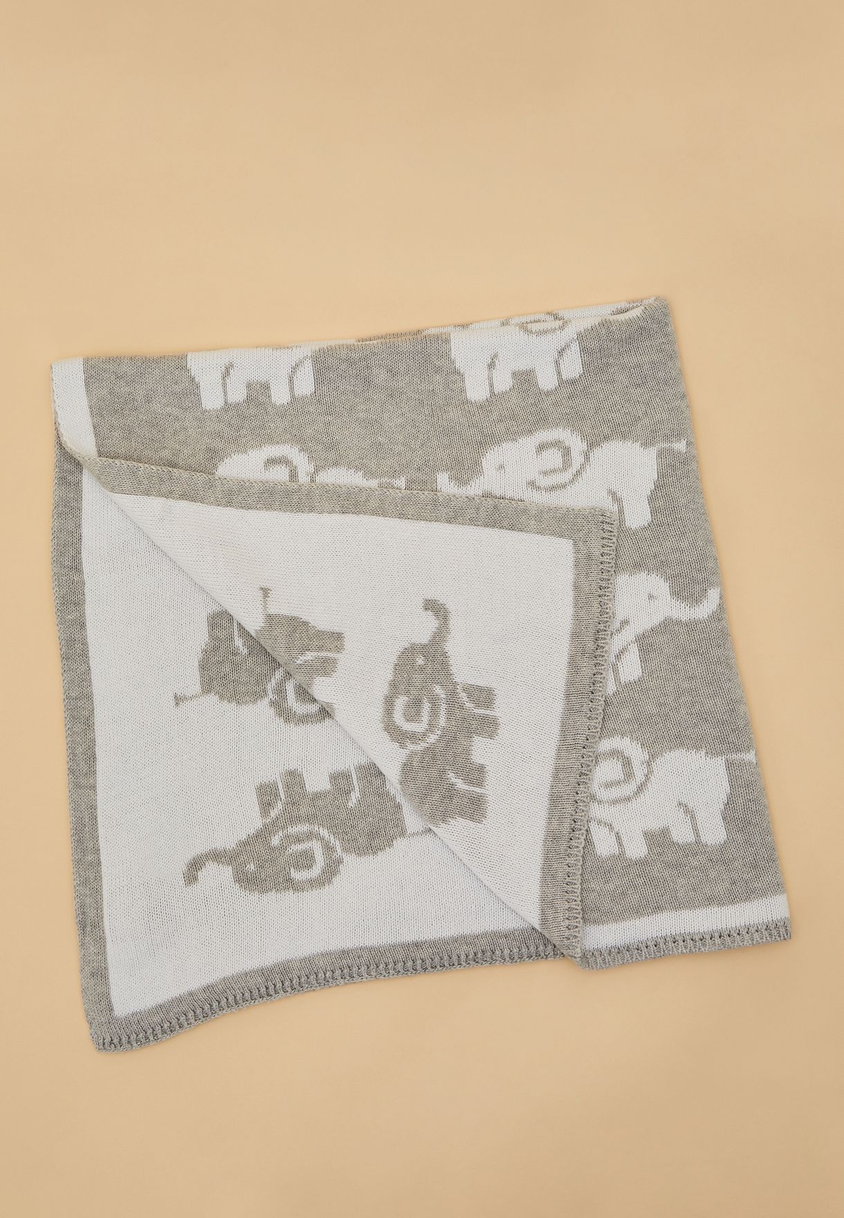 Buy Jojo Maman Bebe Grey Elephant Knitted Shawl For Kids In Mena Worldwide D4710gryone