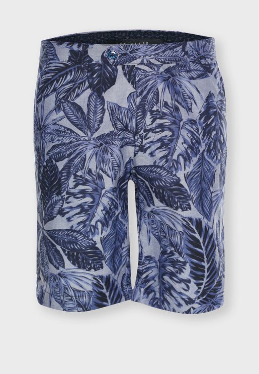 Bold Leaf Print Shorts
