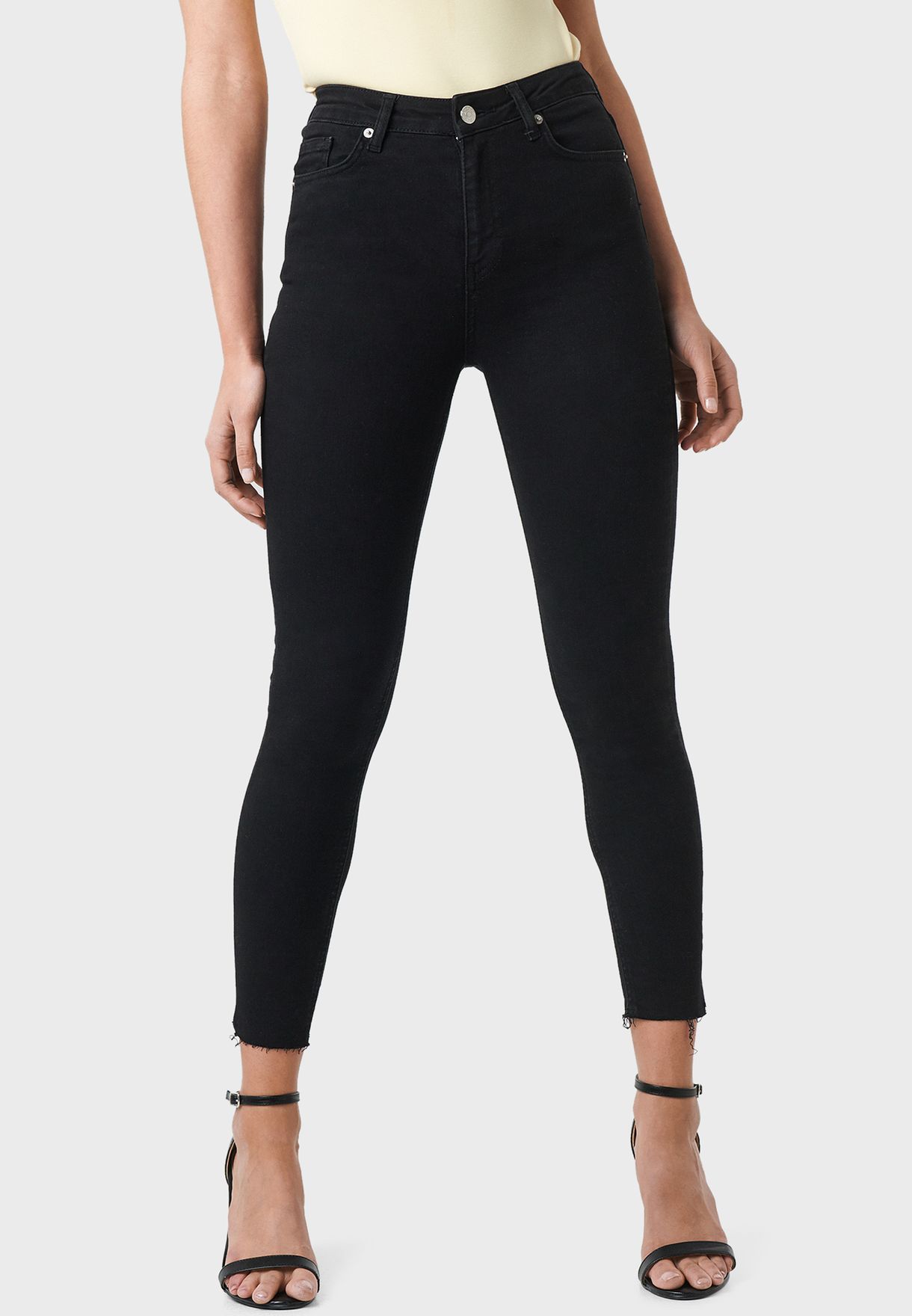 womens black raw hem jeans