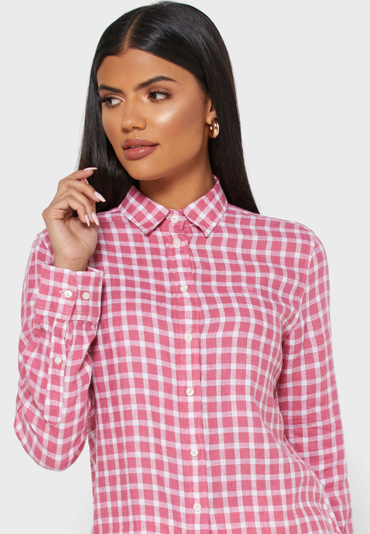 pink gingham shirt womens