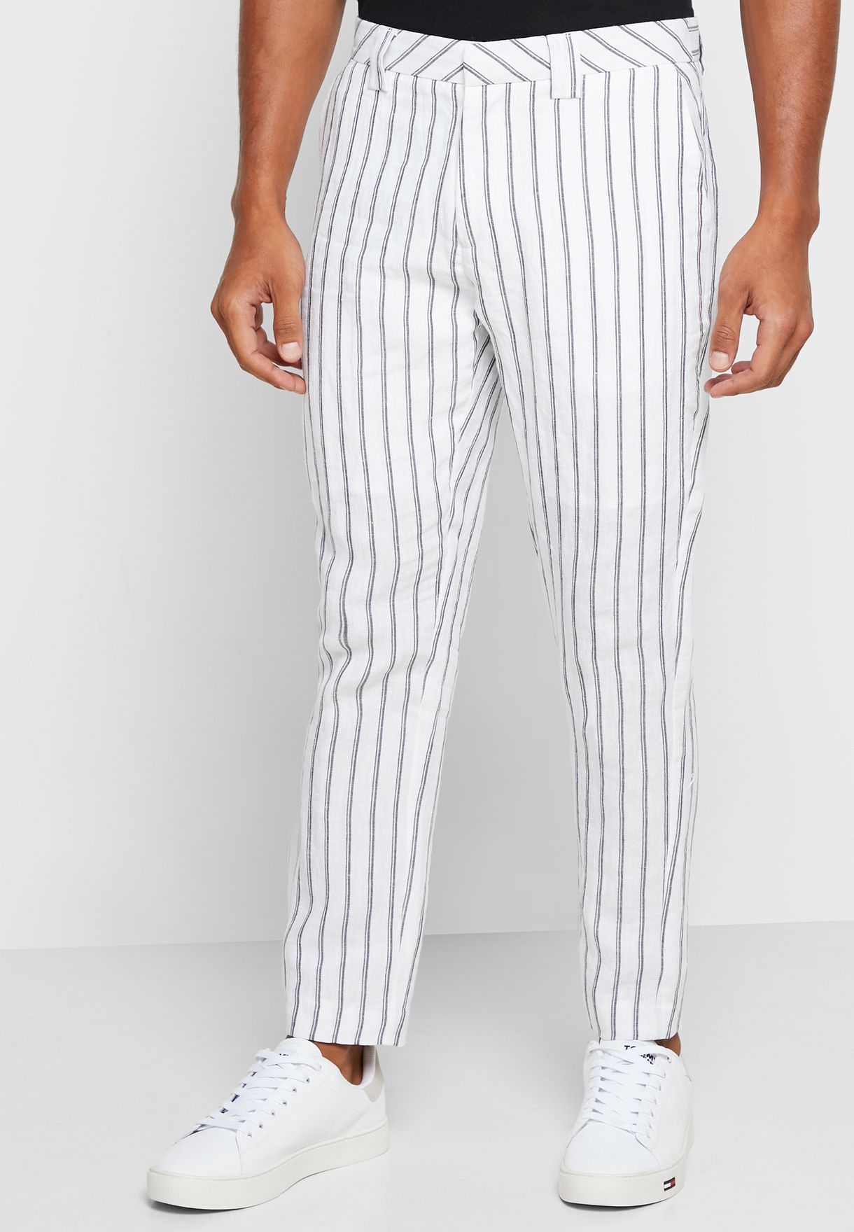 striped slim trousers