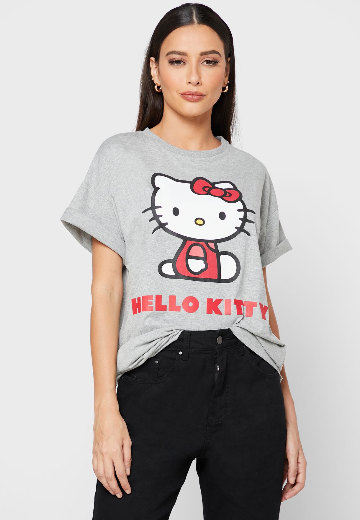 Buy SP Characters grey Hello Kitty Oversized T-Shirt for Women in Doha ...