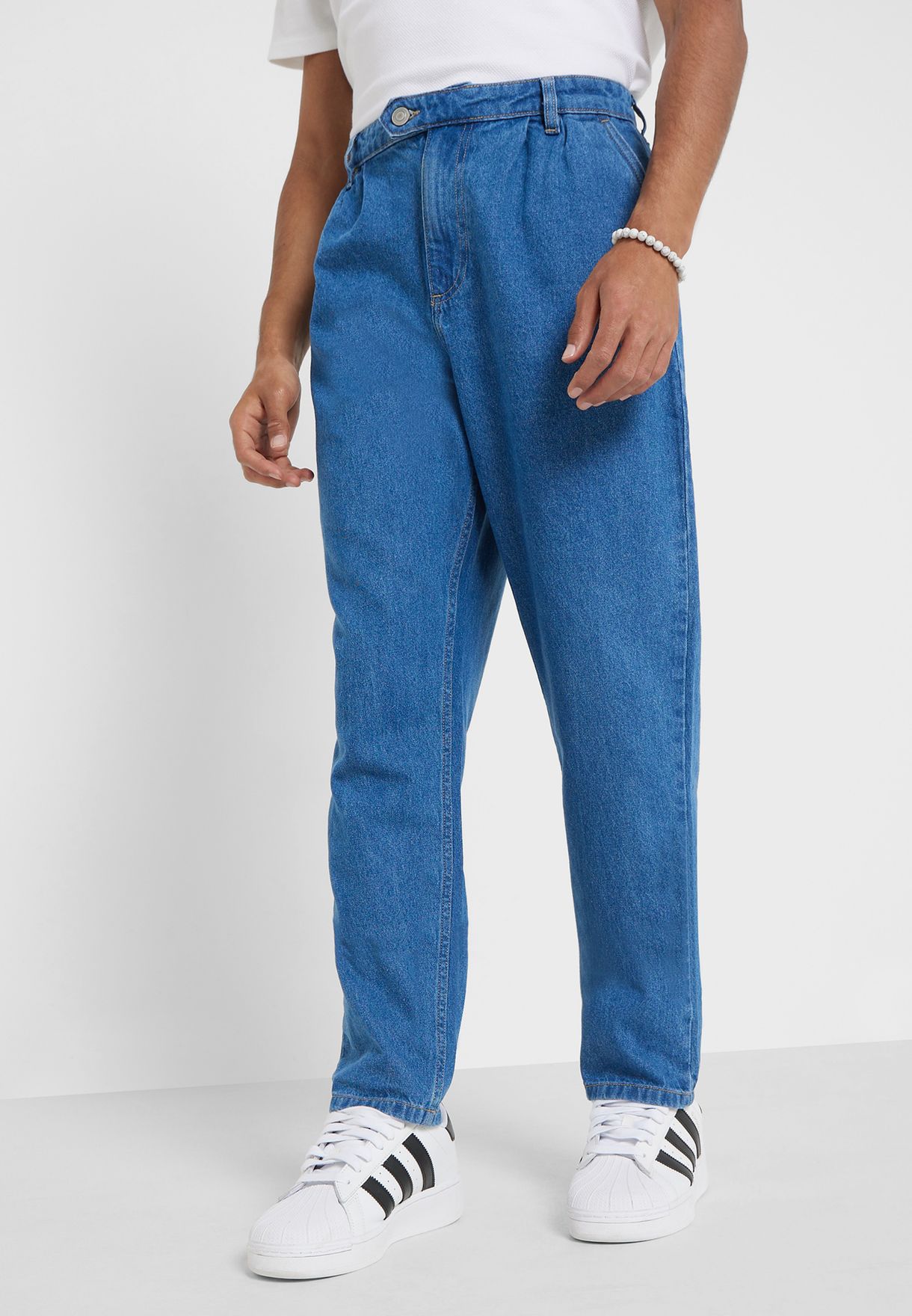 Buy Seventy five blue Baggy Fit Pleated Jean for Men in Riyadh, Jeddah