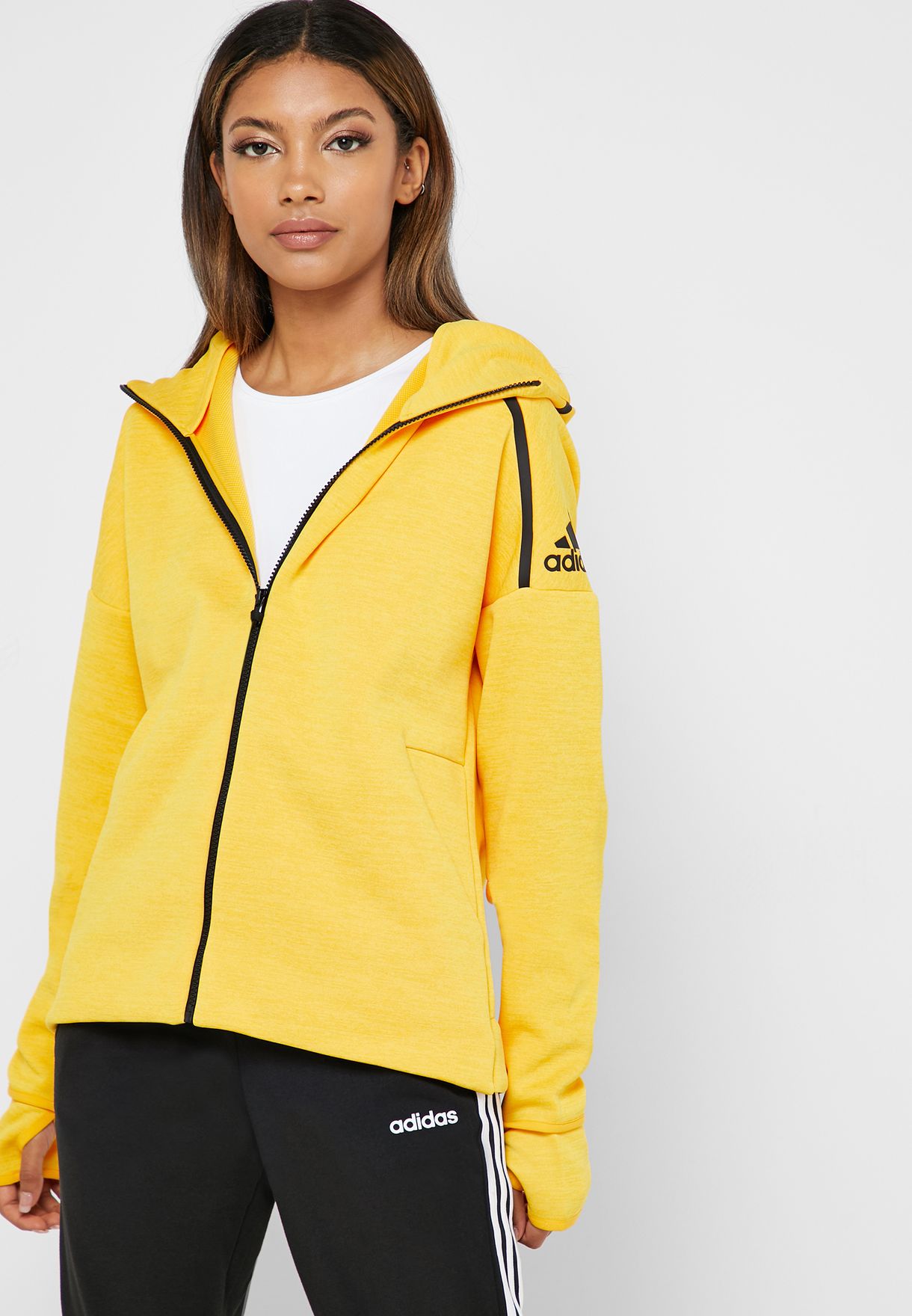 yellow adidas hoodie womens