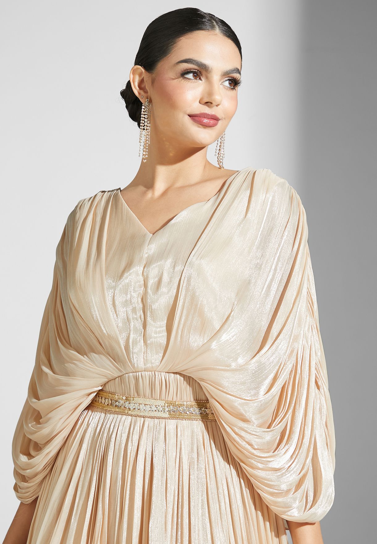 Shimmer Dress With Drape Detail