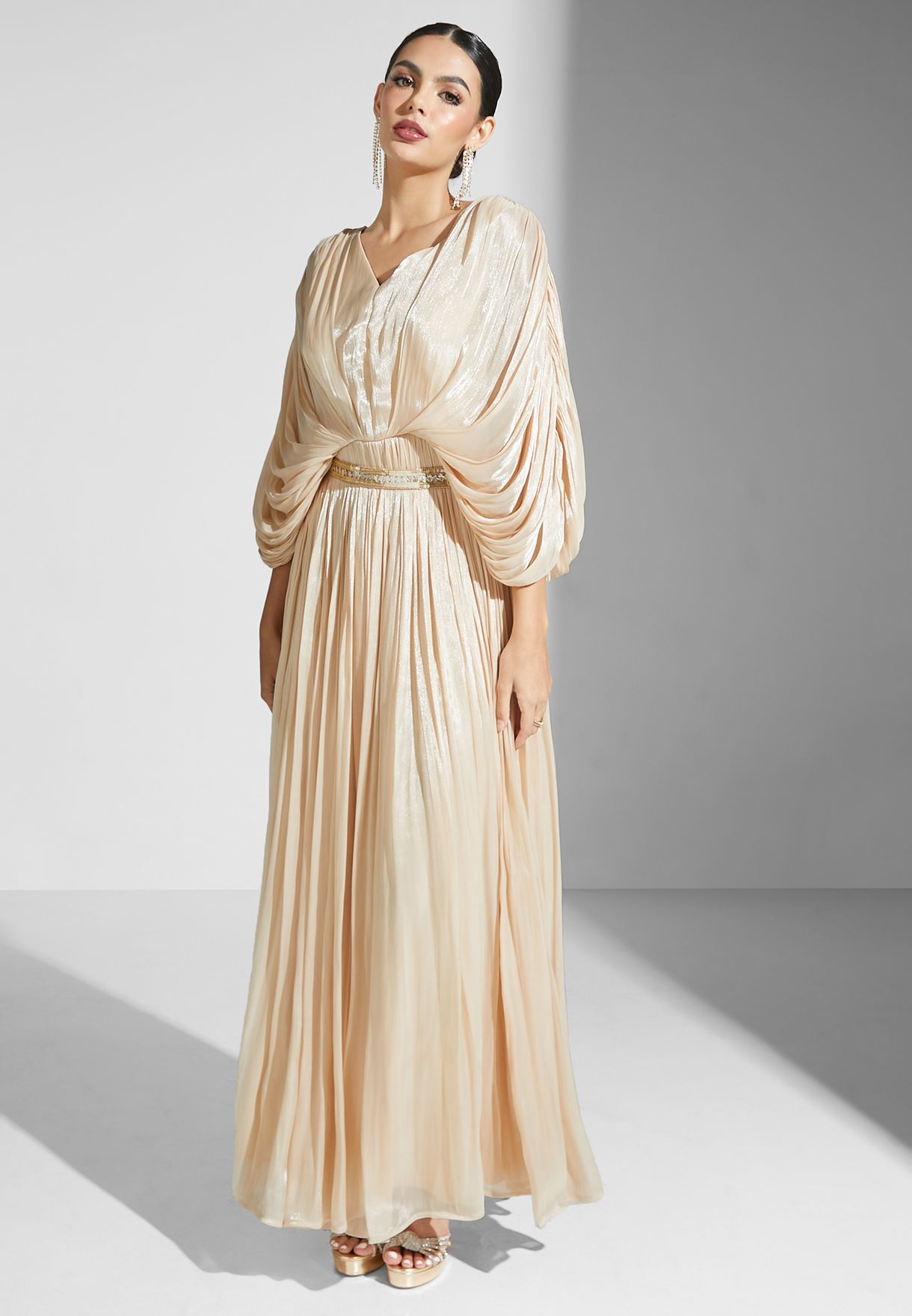 Shimmer Dress With Drape Detail