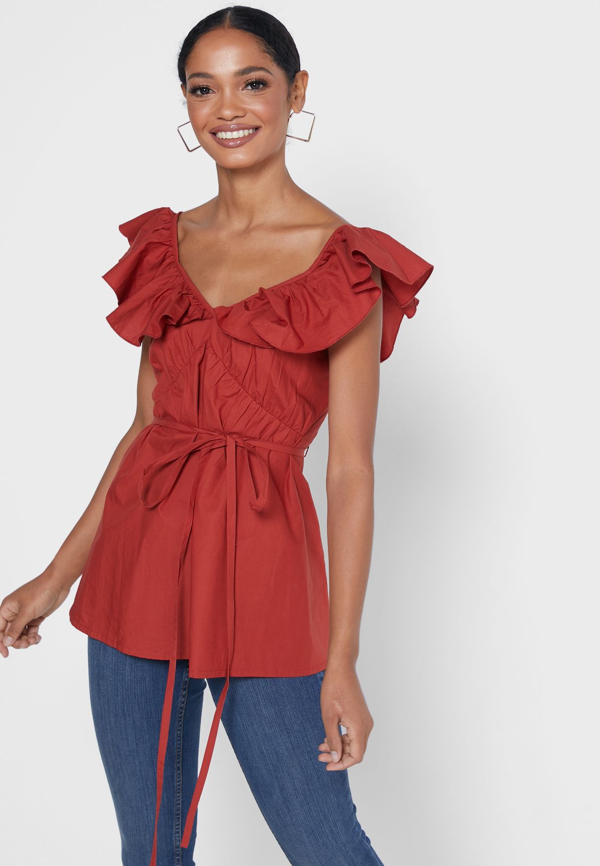 ruffle plunge top