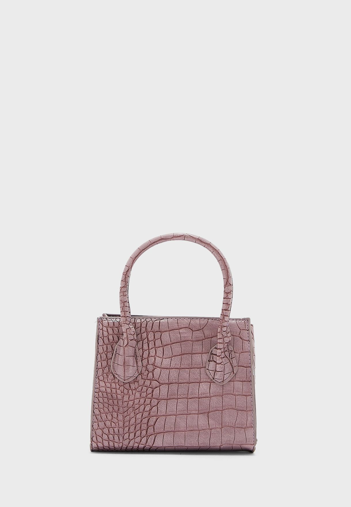 Textured Croc Effect Mini Tote Bag 