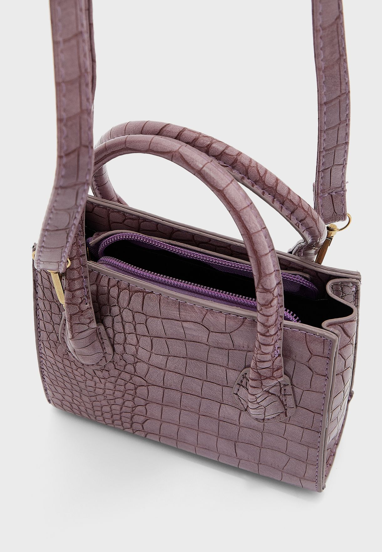 Textured Croc Effect Mini Tote Bag 