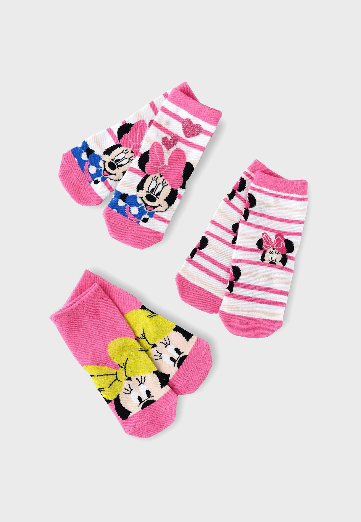 Kids 3 Pack Minnie Mouse Crew Socks