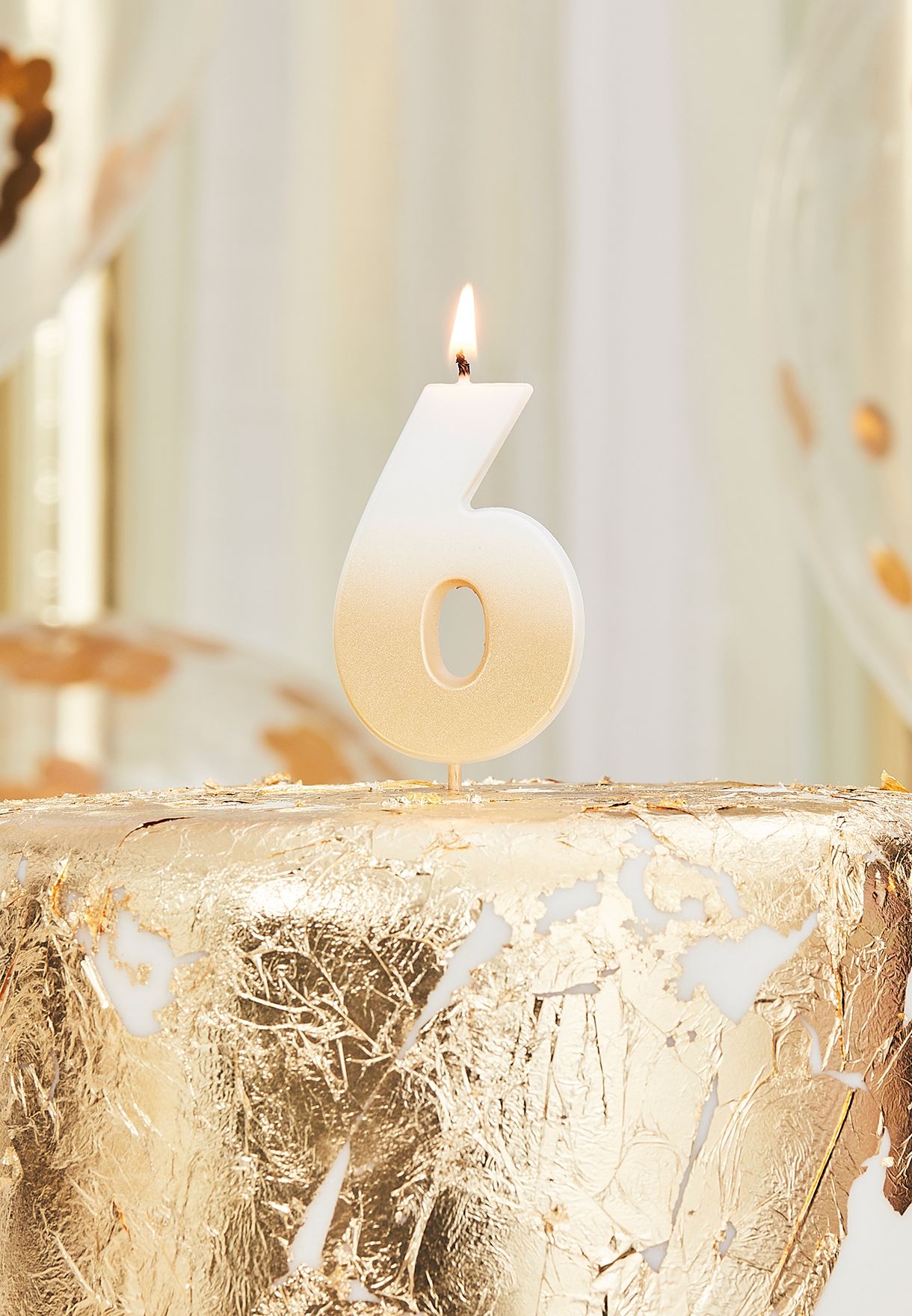Gold Ombre Number Candle - 6