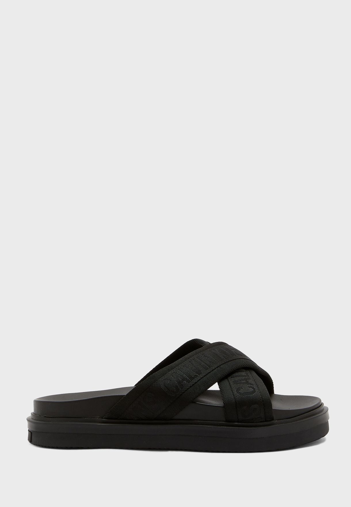 Buy Calvin Klein black Crisscross Flat Sandals for Men in Riyadh, Jeddah