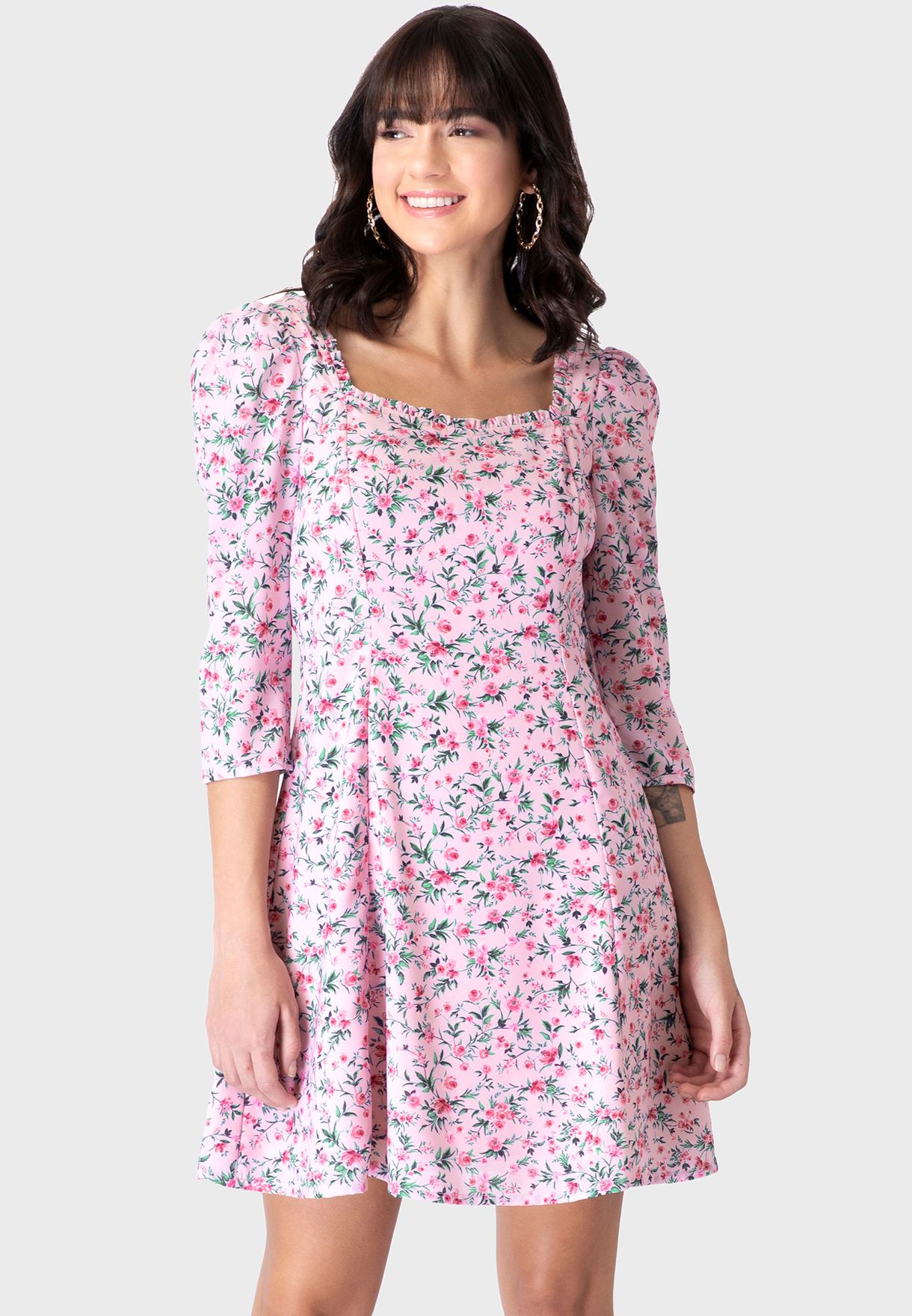 Buy Faballey pink Floral Printed Dress ...
