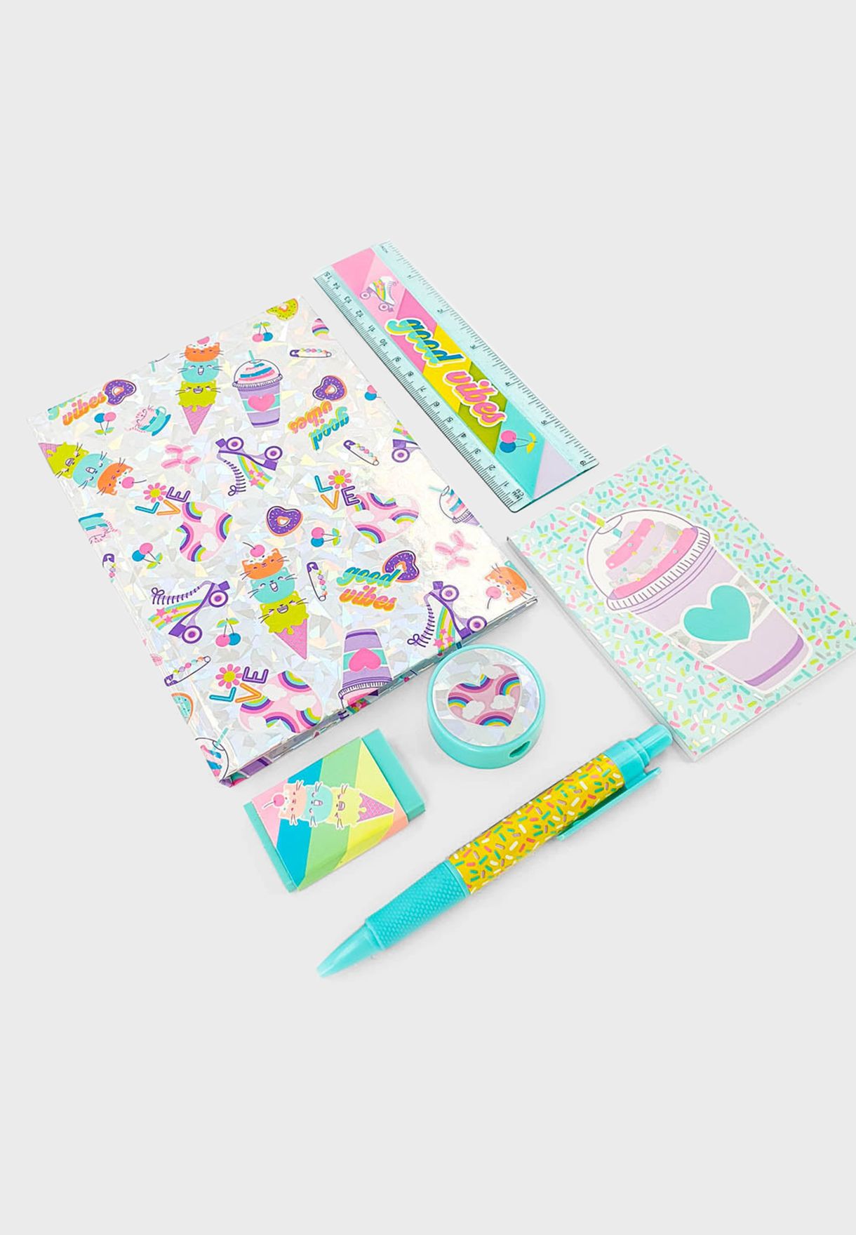 Holographic Multicolored Stationery Set