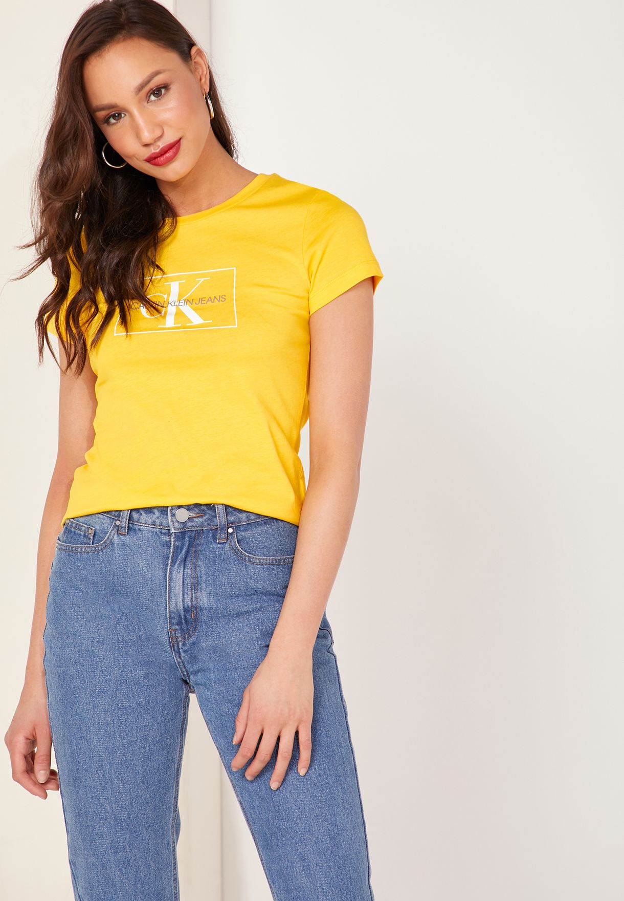 calvin klein jeans yellow shirt