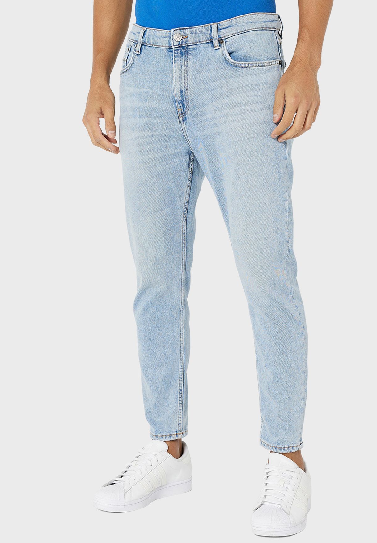 Light Wash Tapered Fit Jeans