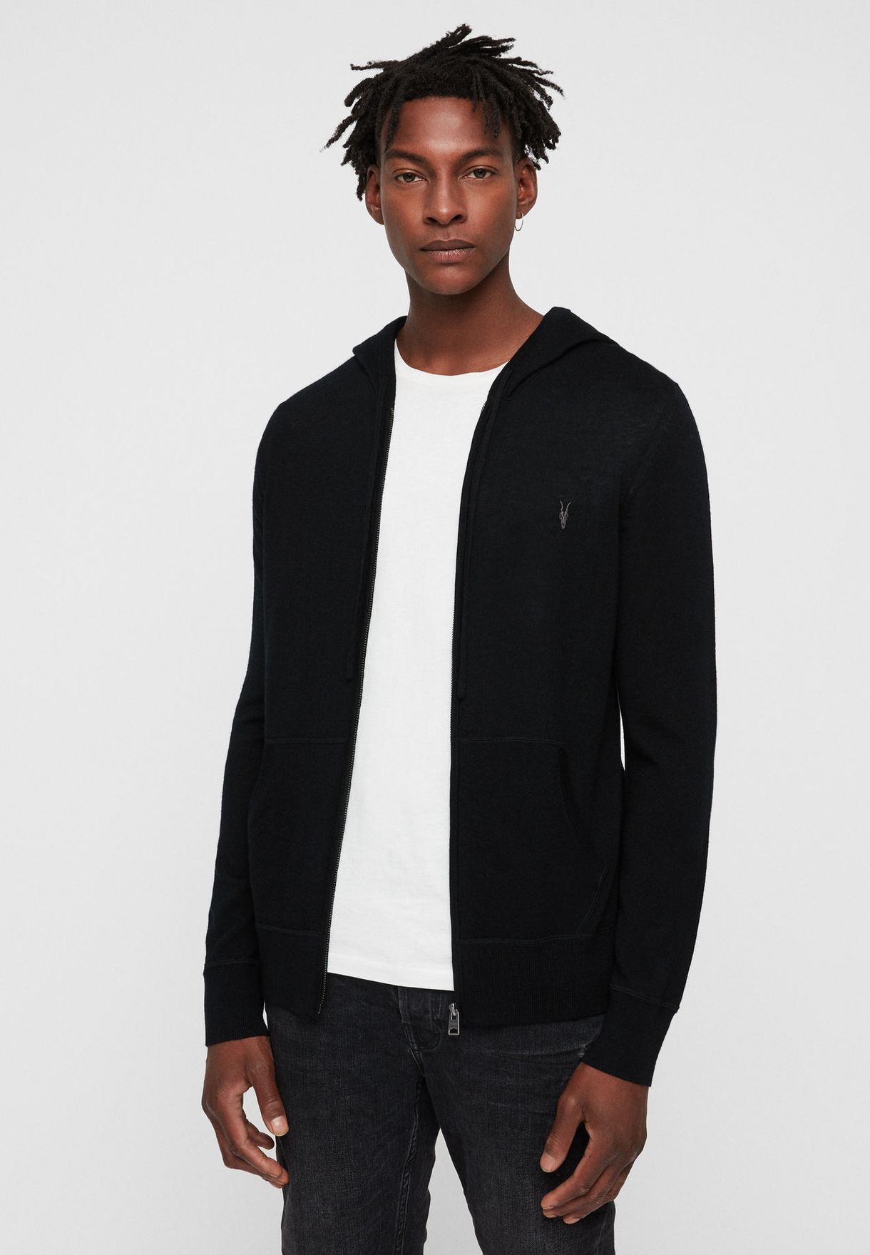 all saints mode merino zip hoody