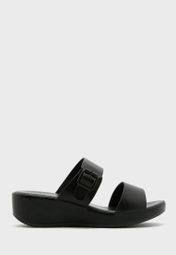 Buy Vincci black Double Strap Wedge Sandals for Women in MENA, Worldwide