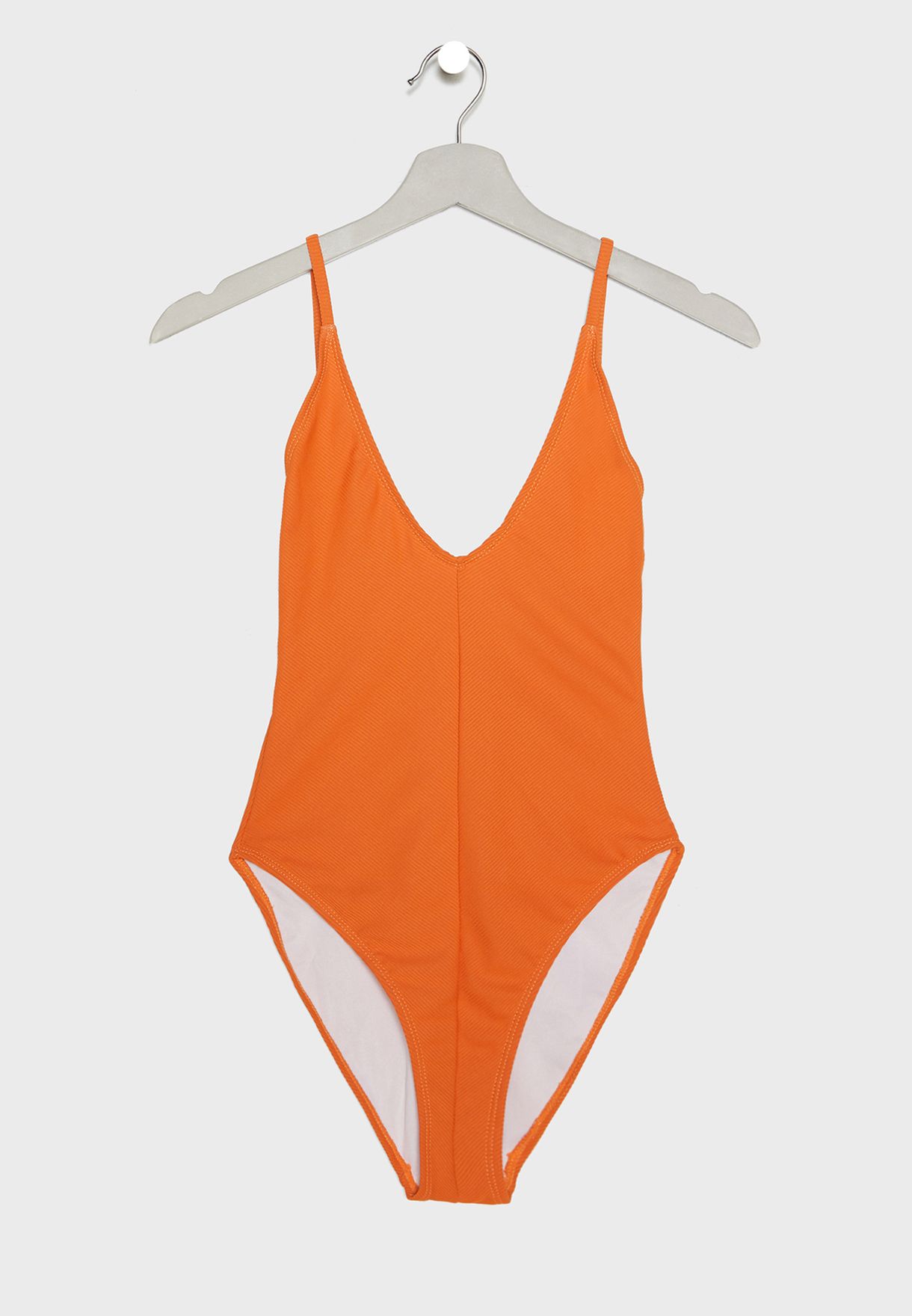 orange ribbed swimsuit