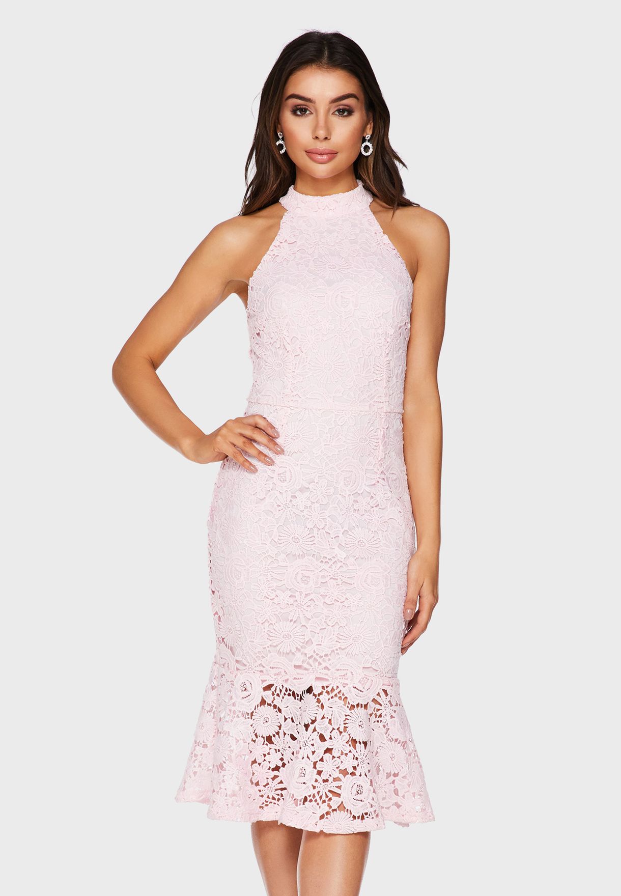 quiz lace high neck dress