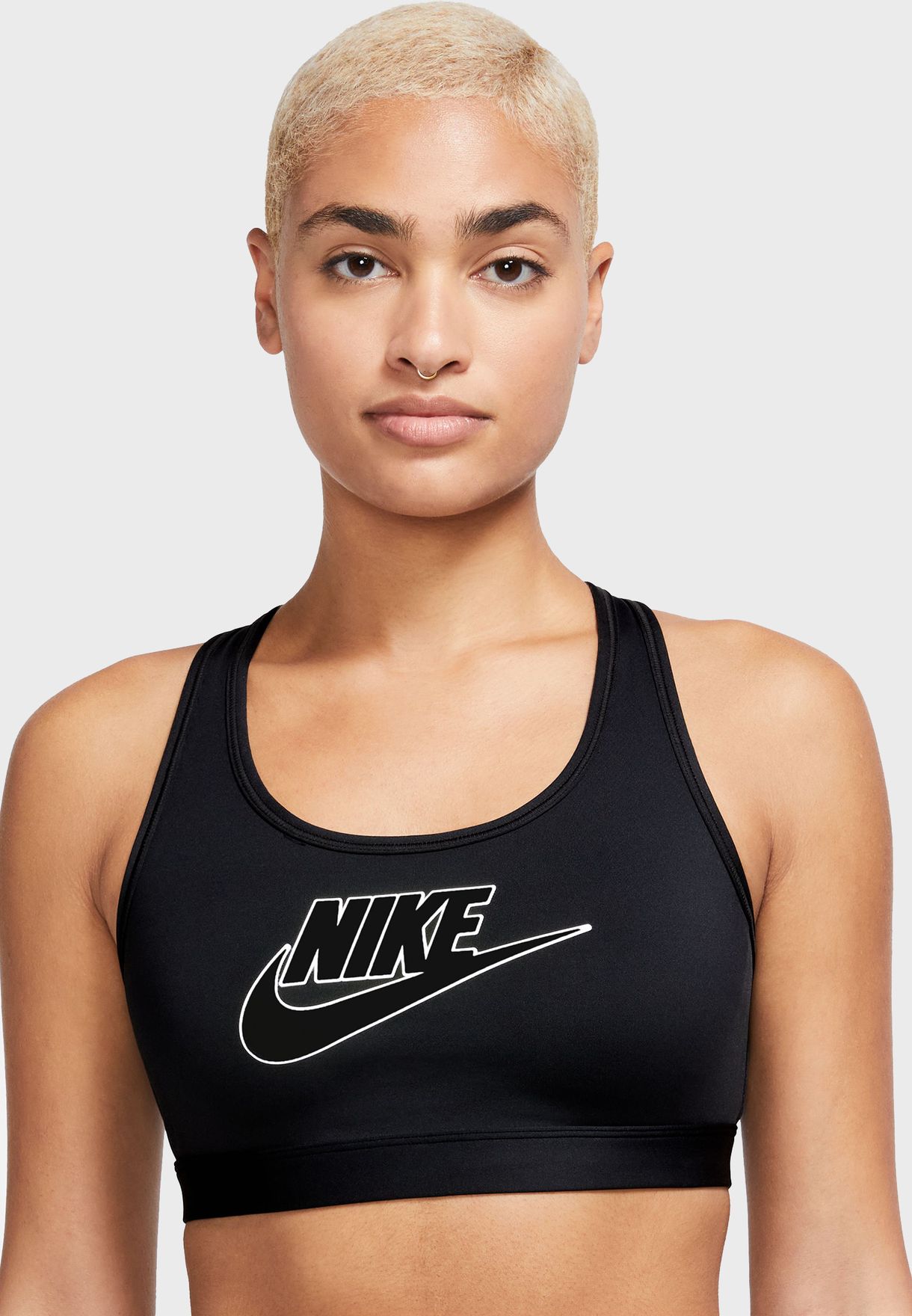 Buy Nike black Classic Swoosh Futura Dri-Fit Training Bra for Women in ...