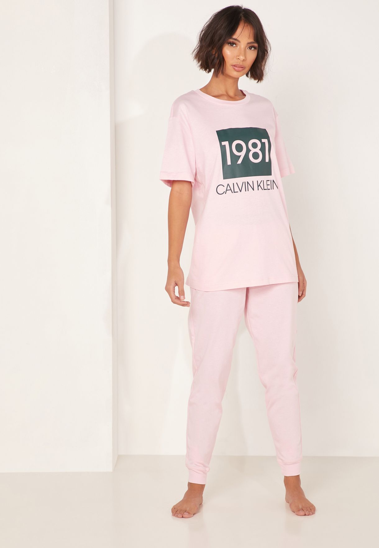 Buy Calvin Klein pink Logo T-Shirt & Jogger Pyjama Set for Women in  Muscat, Salalah