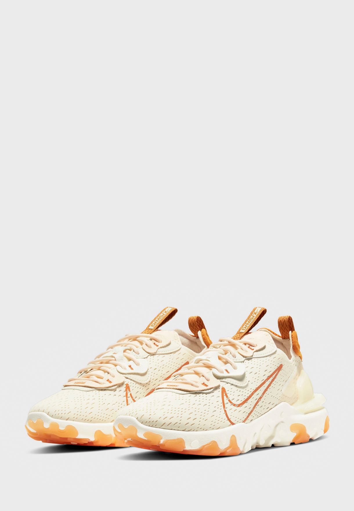 nike beige & orange react vision sneakers