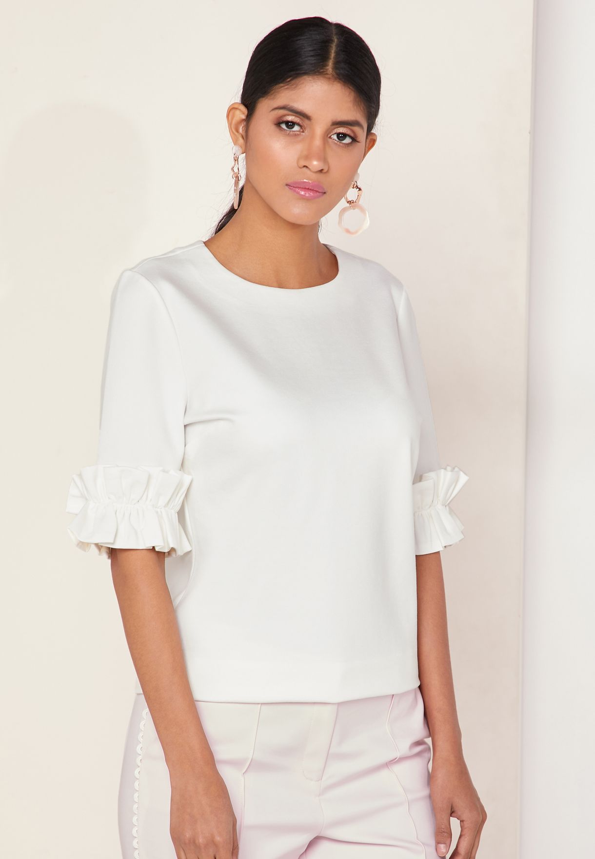 Buy Ted Baker white Ruffle Sleeve Top for Women in MENA, Worldwide