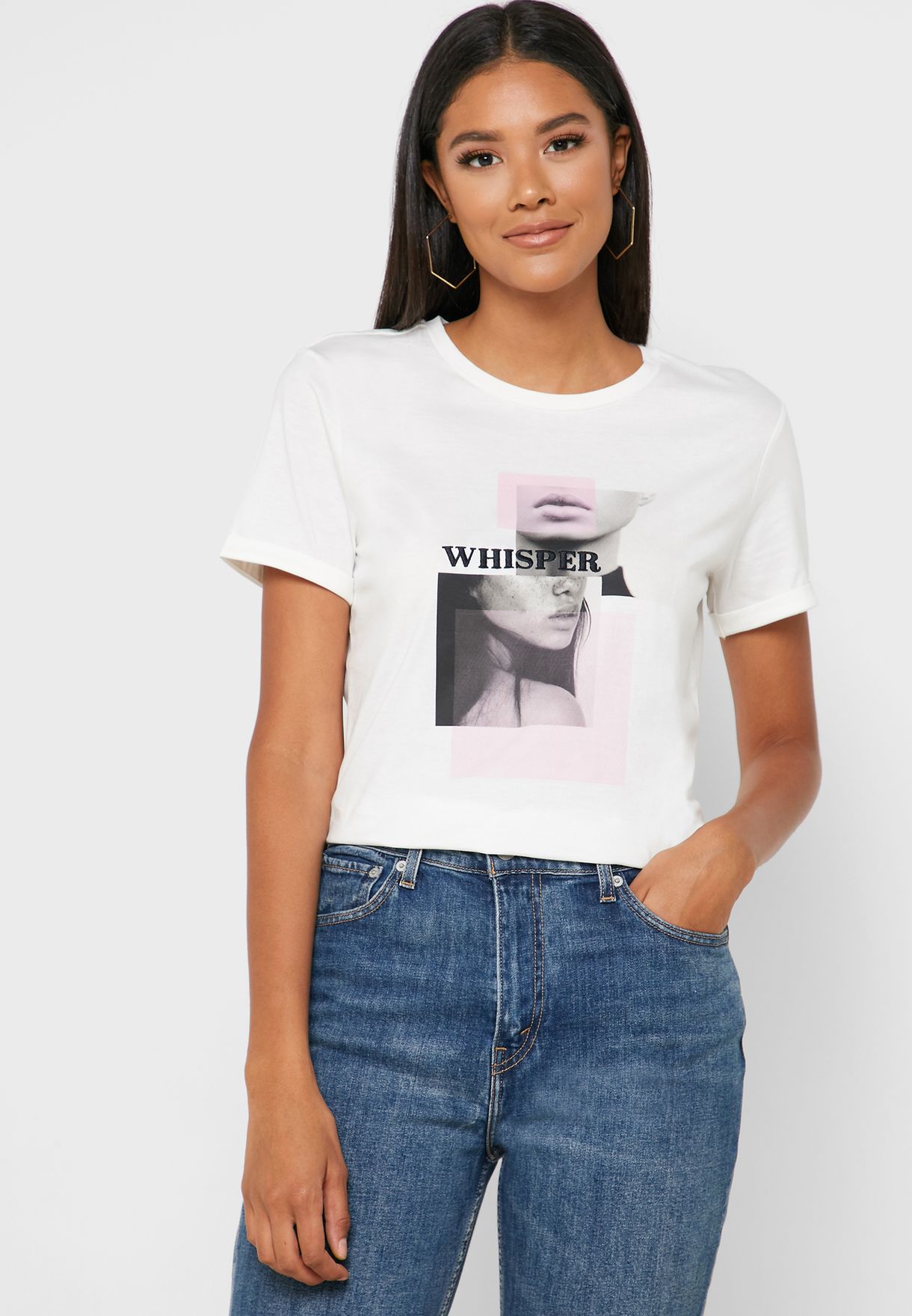 Brein had het niet door elleboog Buy Jacqueline De Yong white Graphic T-Shirt for Women in MENA, Worldwide