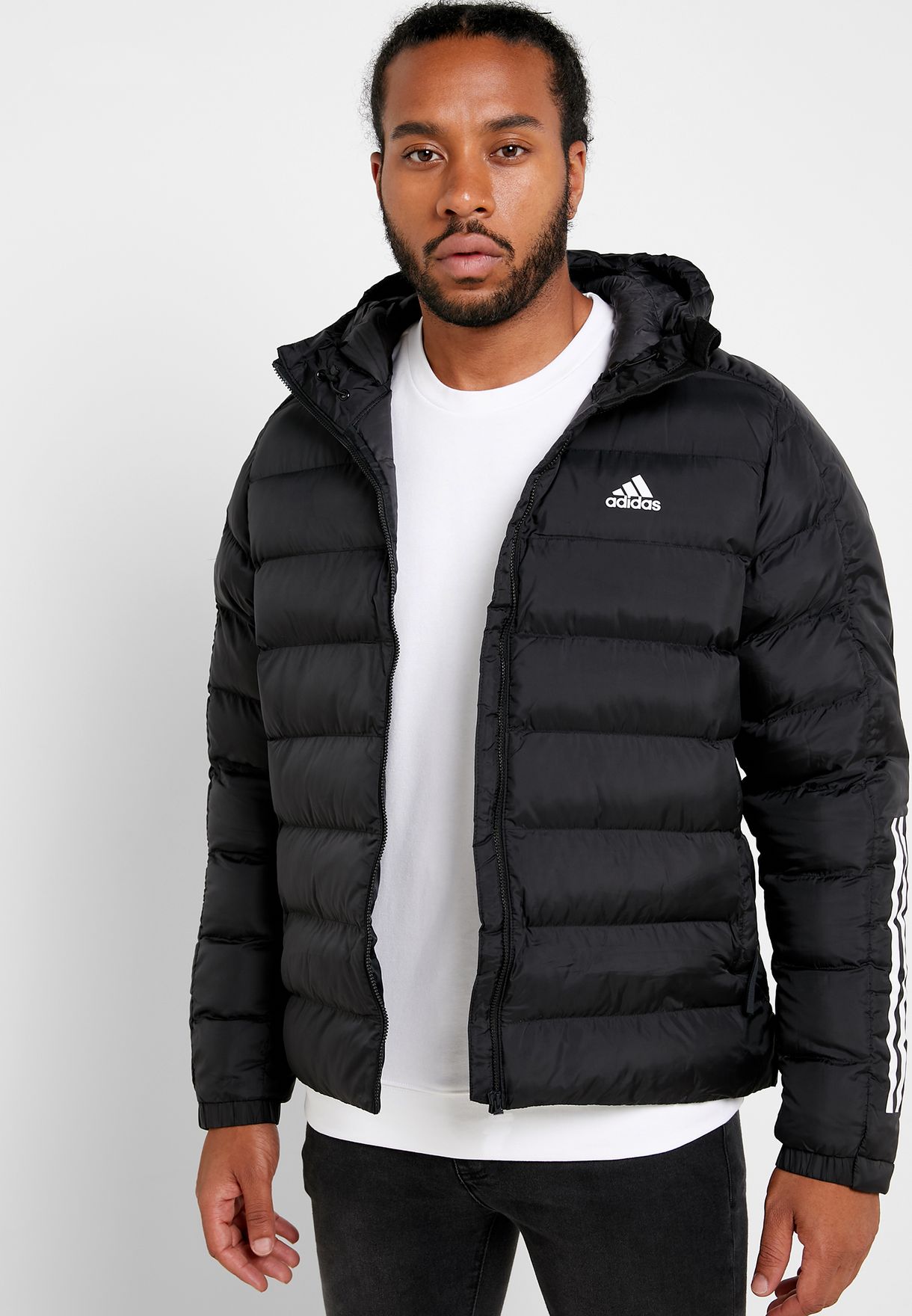 adidas black 3 stripe jacket