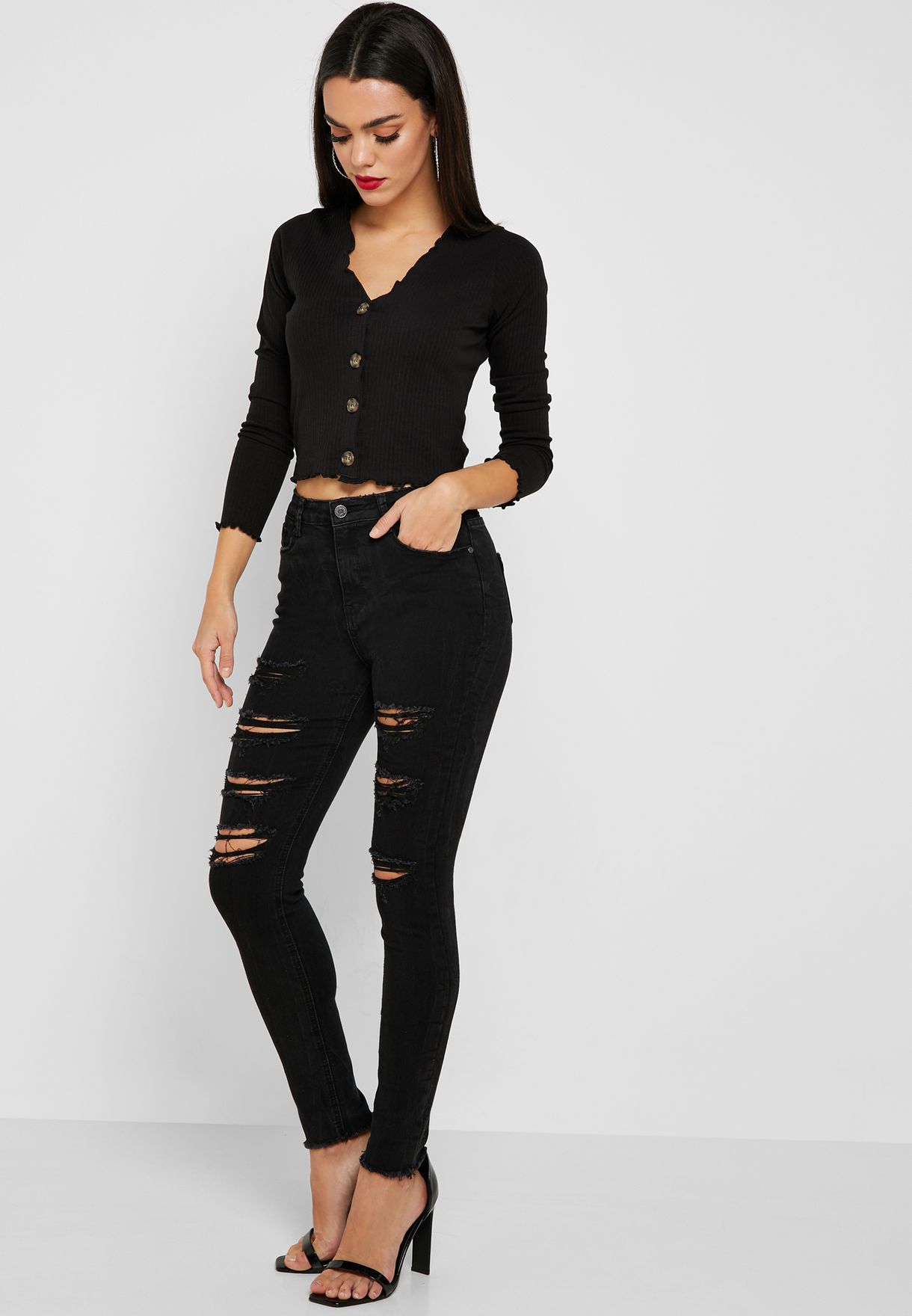 women's extreme ripped skinny jeans