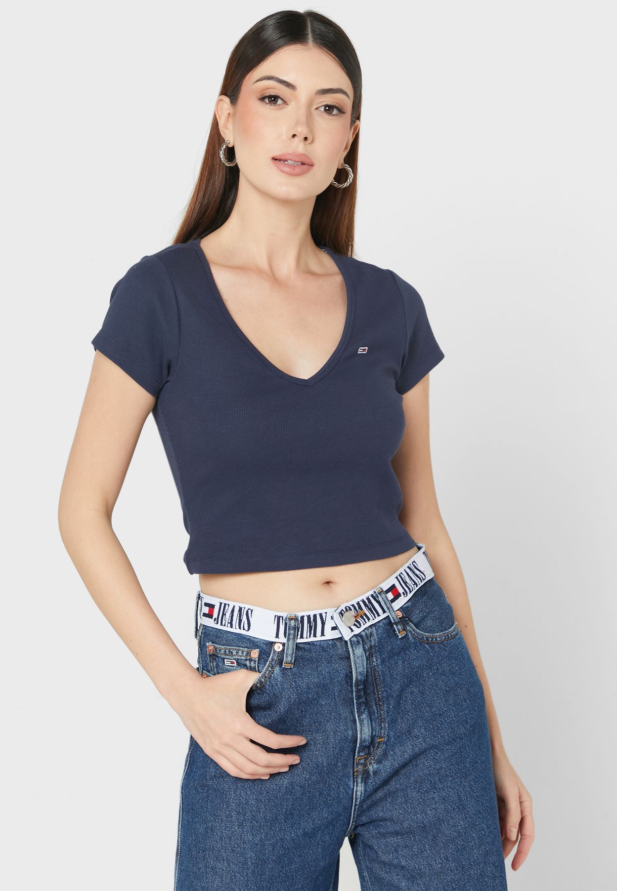 V-Neck Ribbed Crop Top