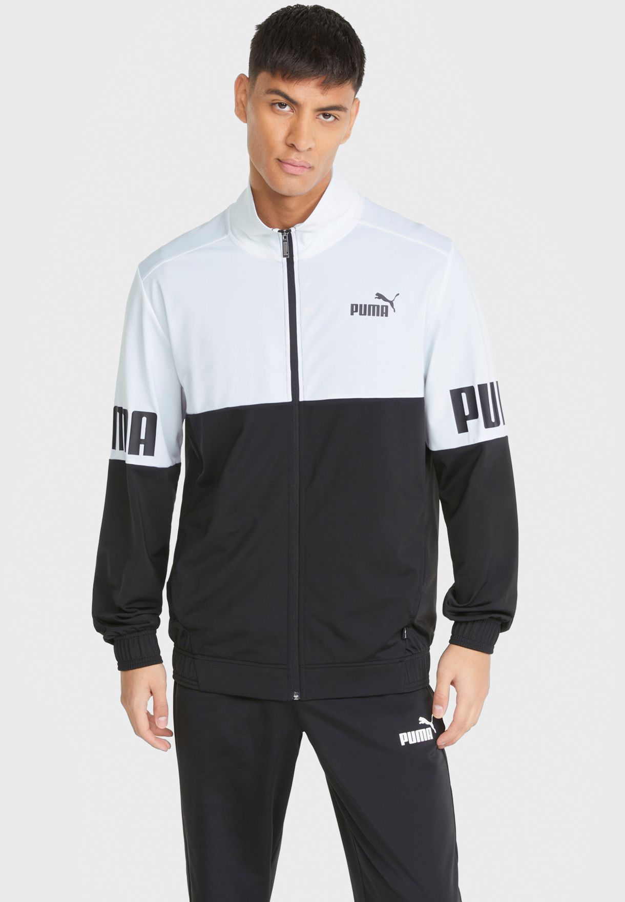 puma black white tracksuit