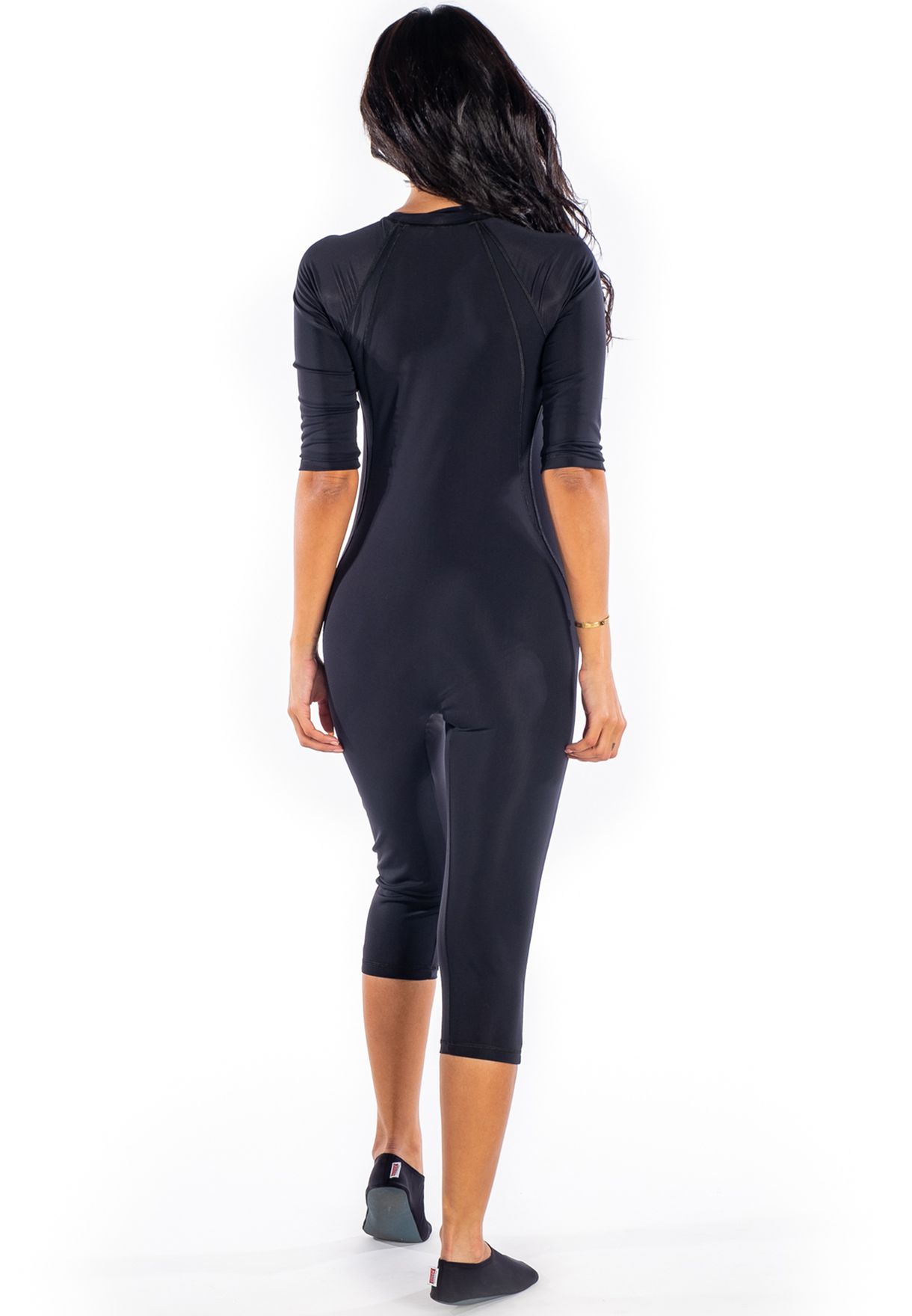Logo Print Zip Detail Swimsuit