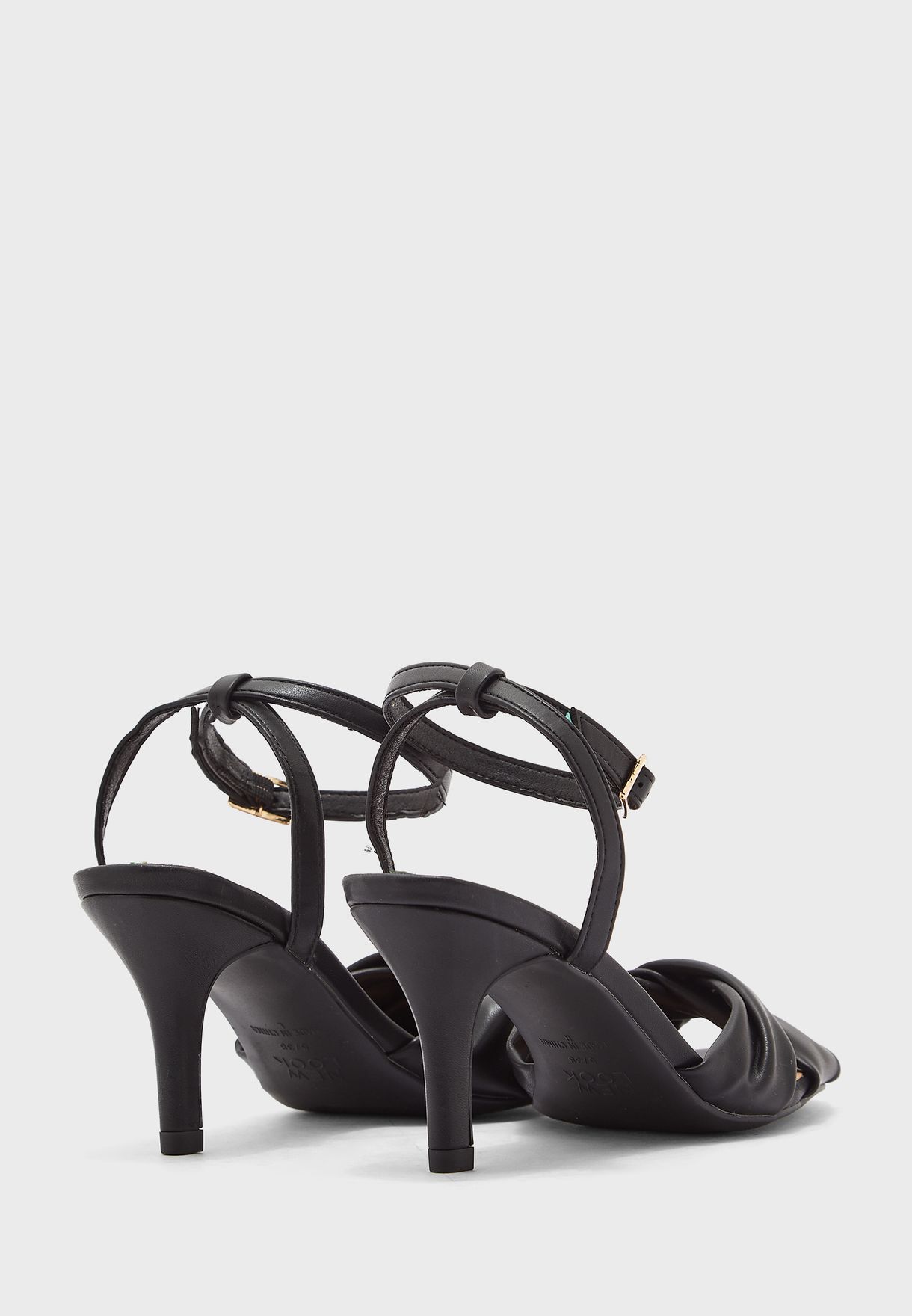 Knot Ankle Strap Mid Heel Sandals