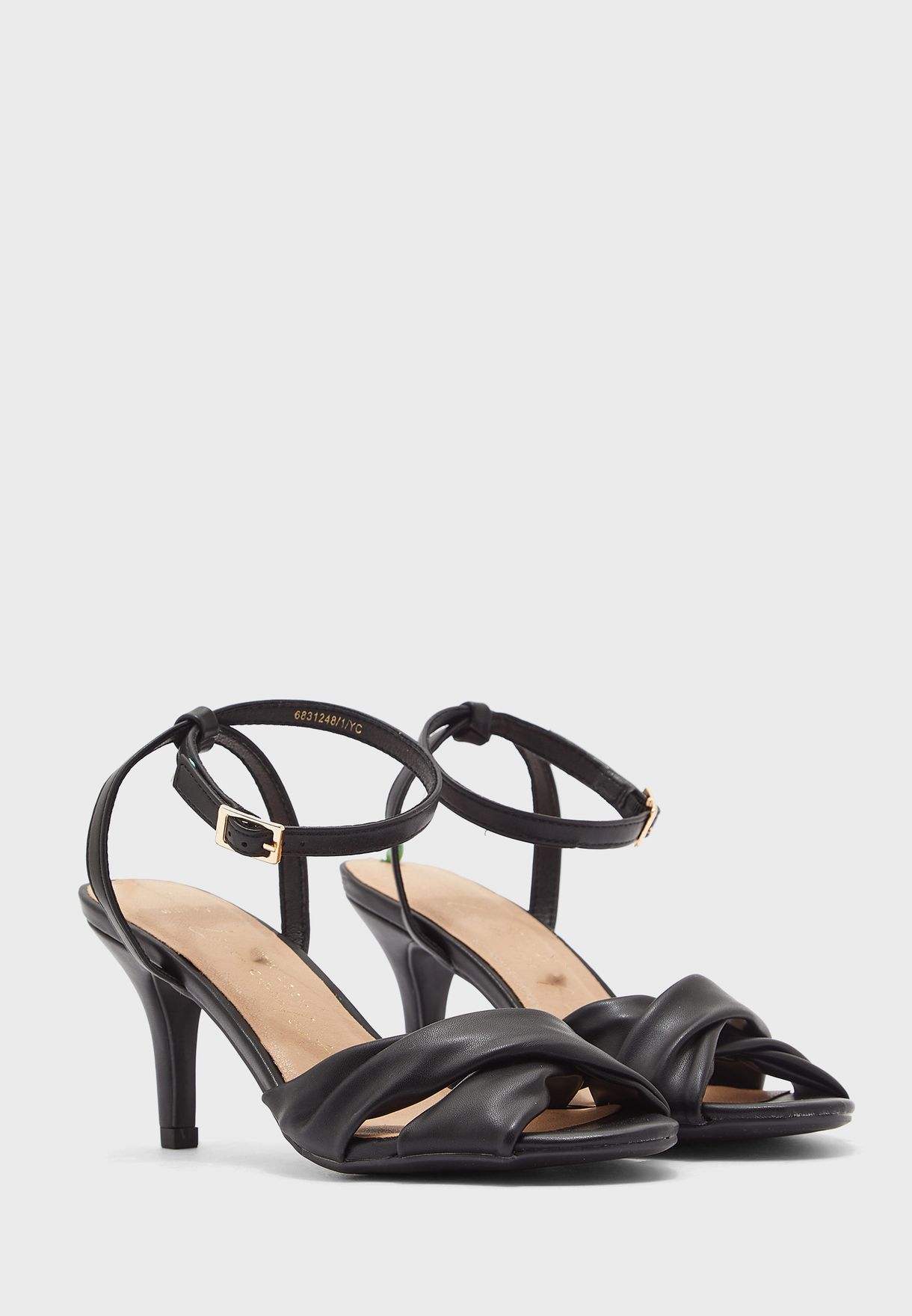 Knot Ankle Strap Mid Heel Sandals