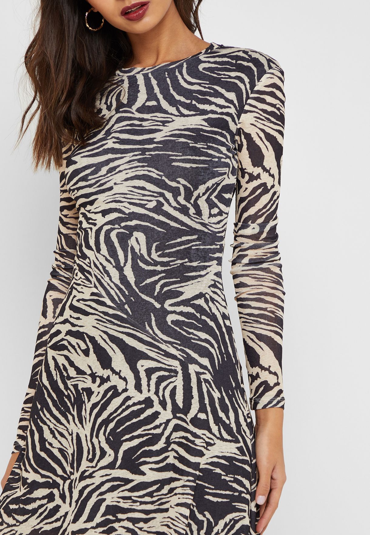 topshop zebra print mesh midi dress