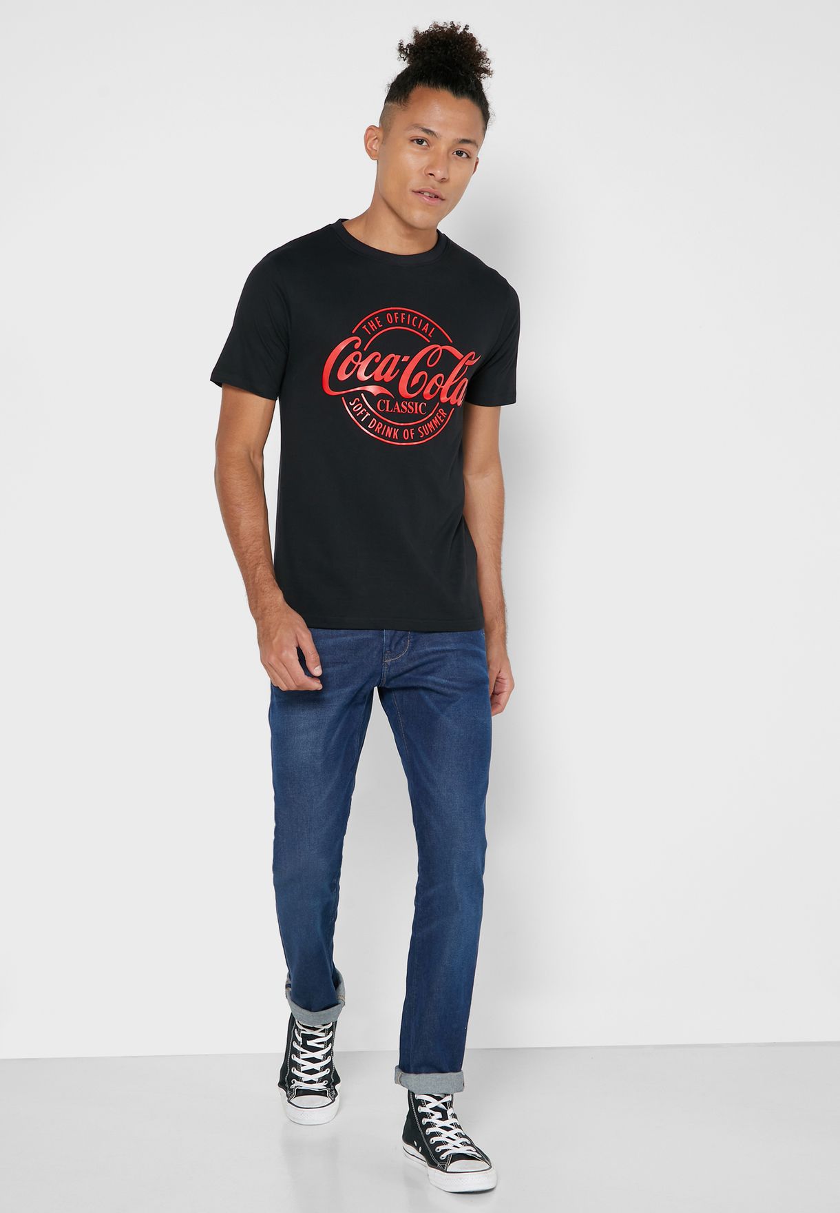 Buy Namshi Coca-Cola black Coca-Cola Gel Print T-Shirt for Men in Riyadh,  Jeddah