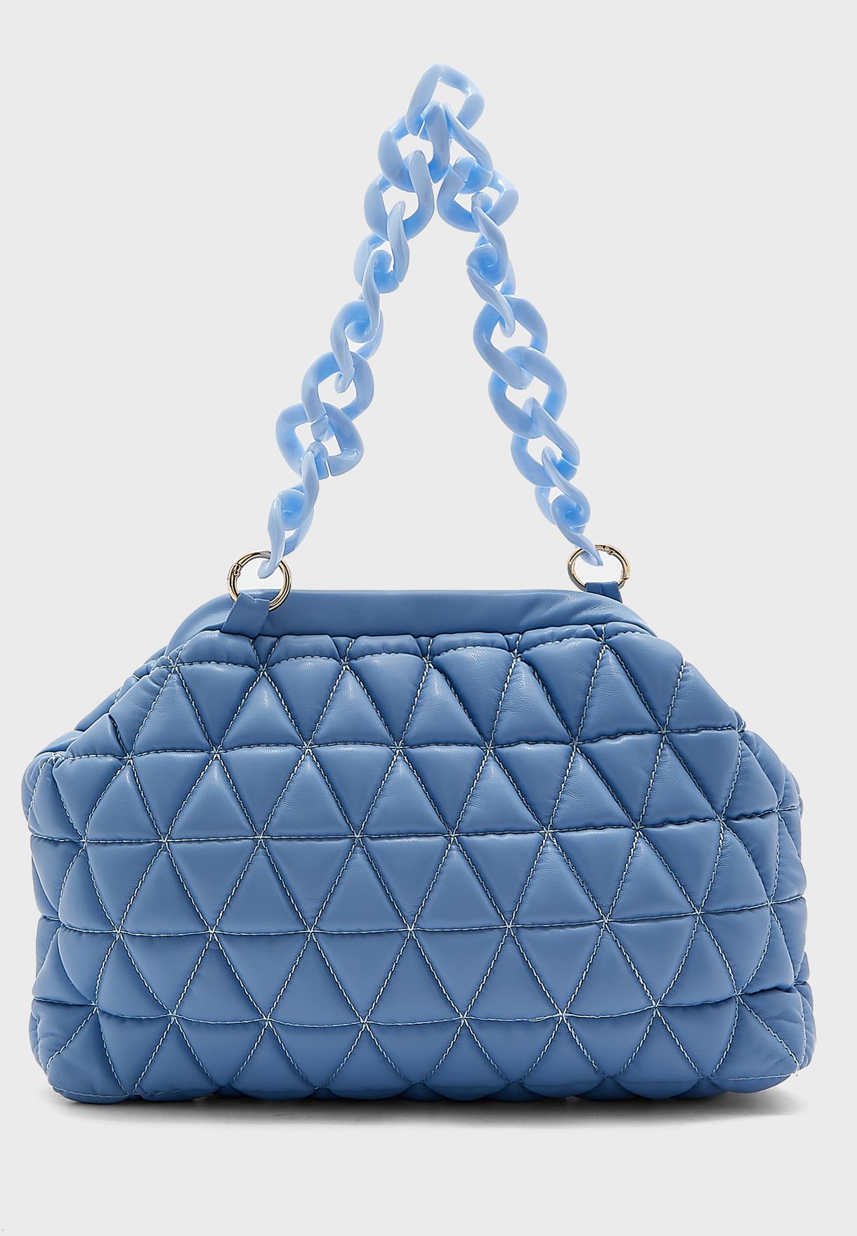 Quilted Pouch Handbag With Chain