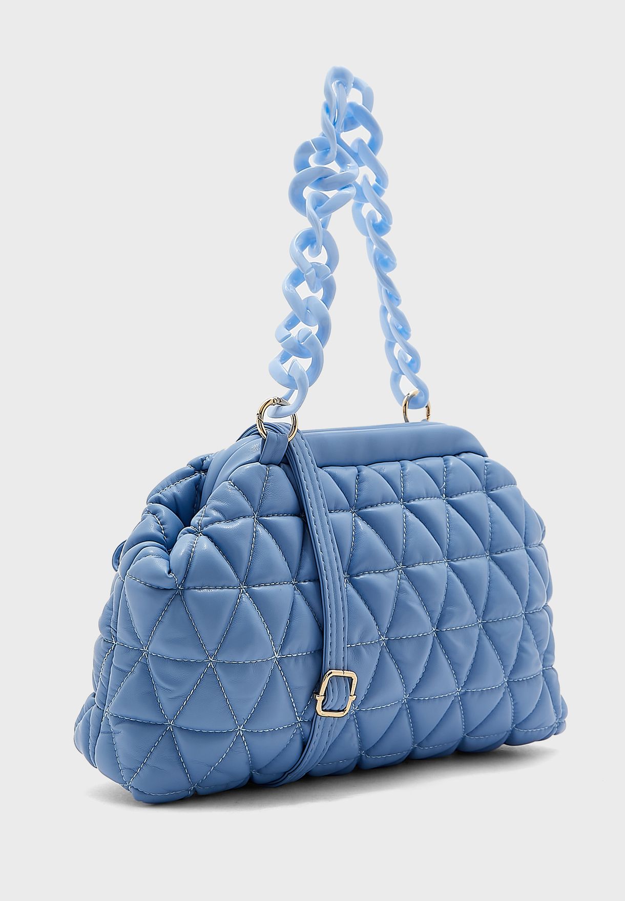 Quilted Pouch Handbag With Chain