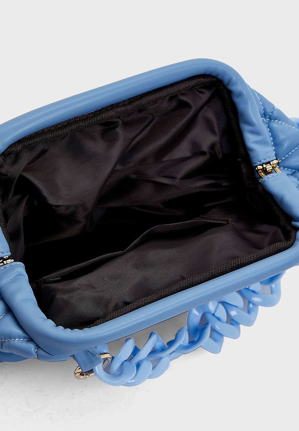 Quilted Pouch Handbag With Chain