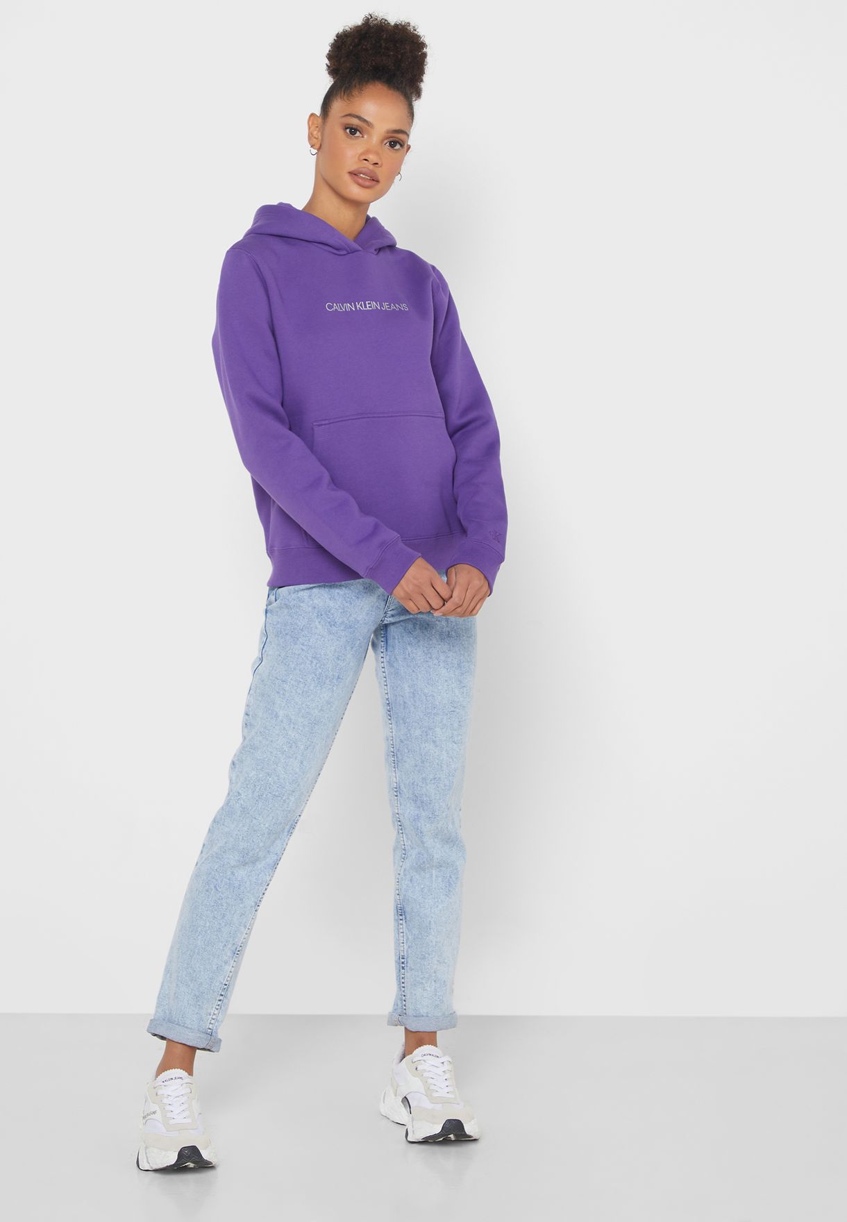 Buy Calvin Klein Jeans purple Logo Hoodie for Women in MENA, Worldwide